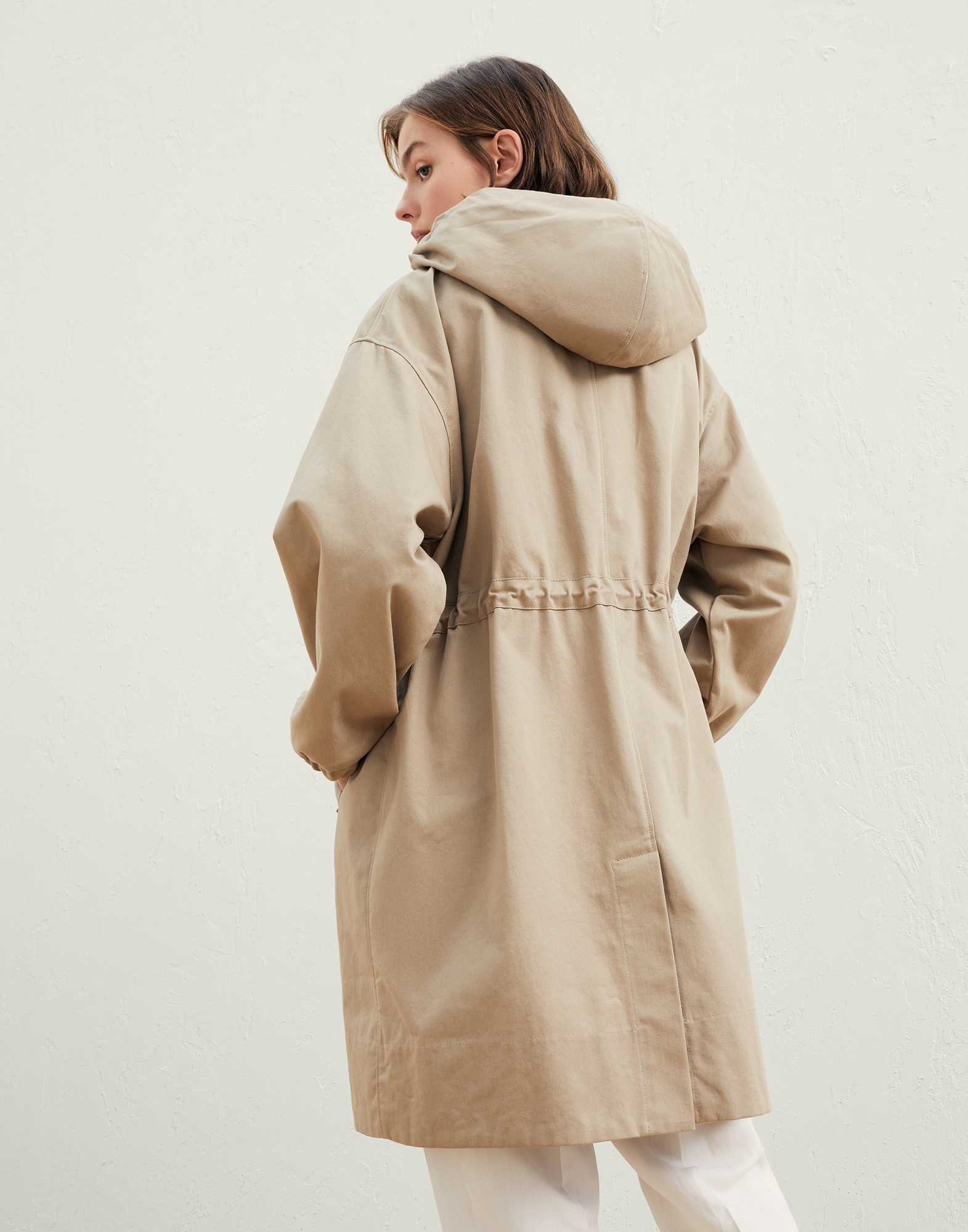 Cotton gabardine parka with shiny eyelets - 2