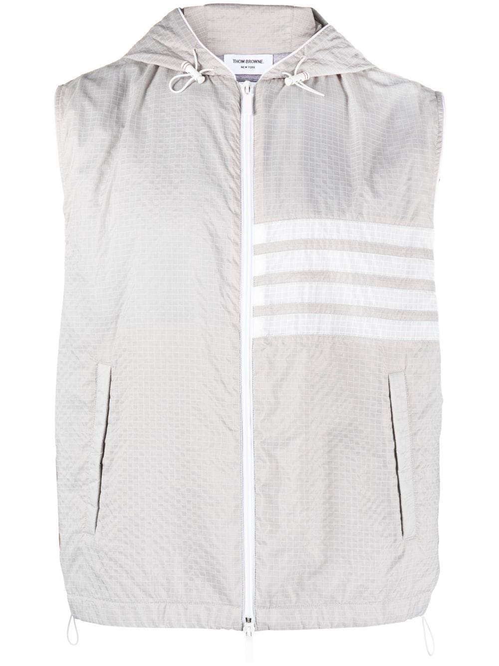 4-Bar stripe ripstop hooded gilet - 1