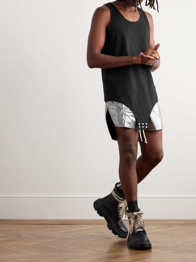 Rick Owens + Champion Dolphin Straight-Leg Logo-Embroidered Metallic Shell Shorts outlook