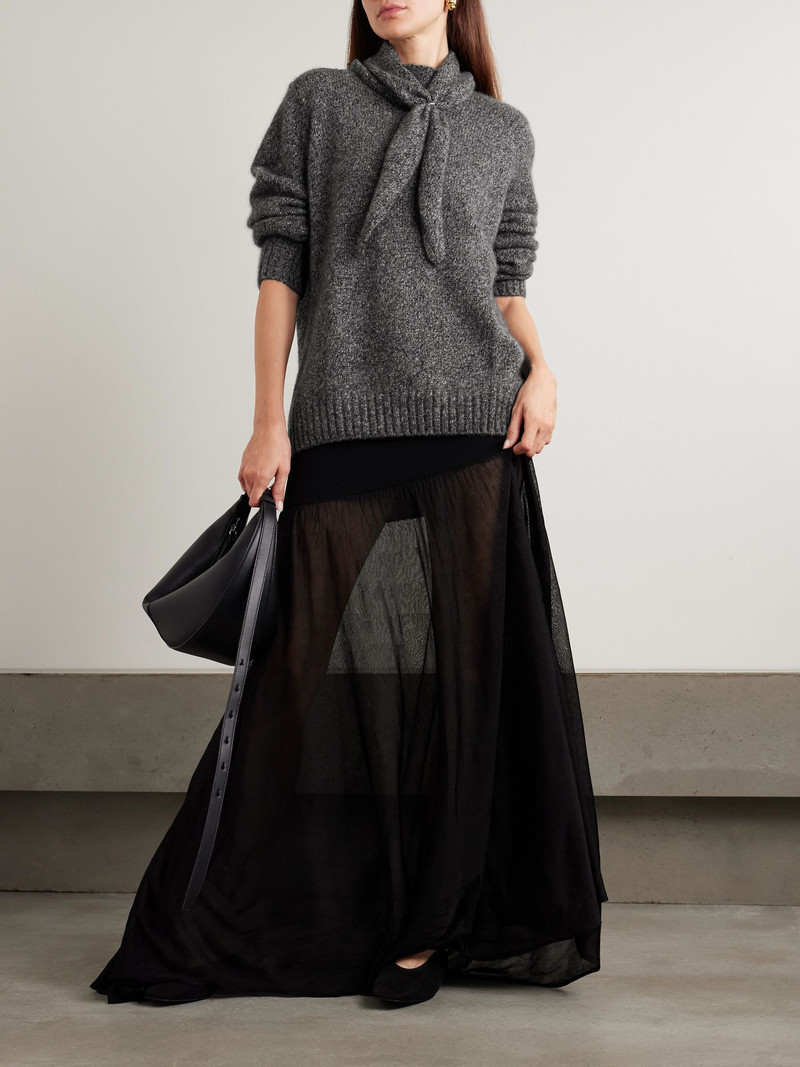 arch4 Verona organic cashmere and silk-blend sweater and scarf set Gray outlook