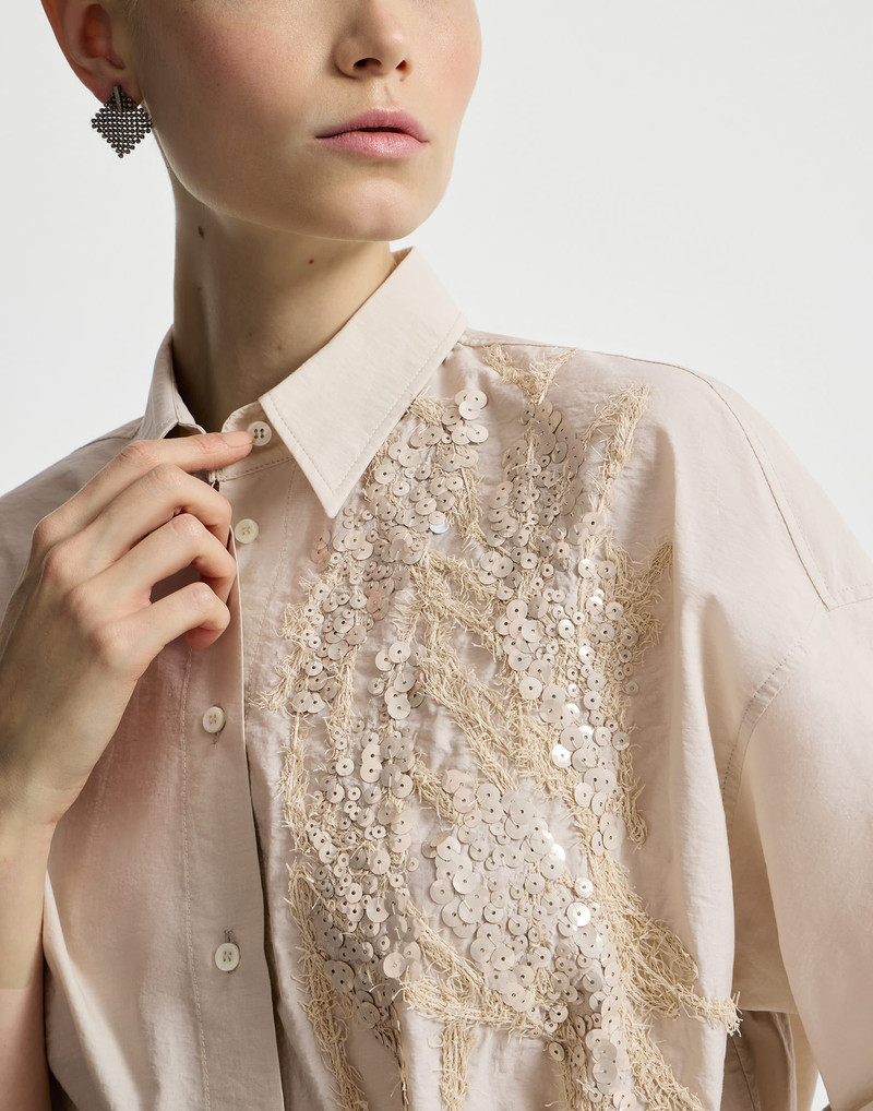 Techno cotton poplin dress with dazzling seabed embroidery 4
