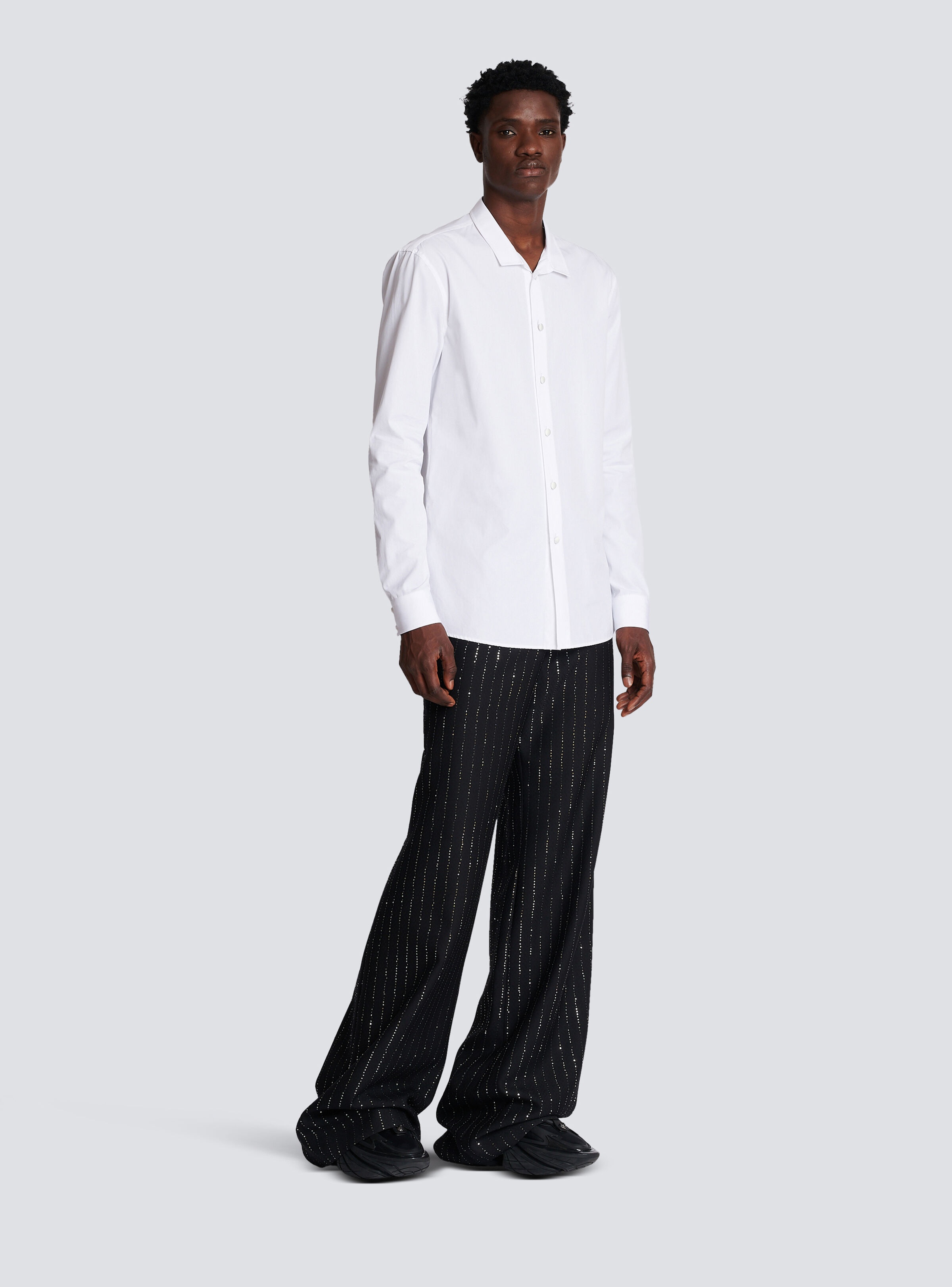 Cotton shirt with satin-covered buttons - 3