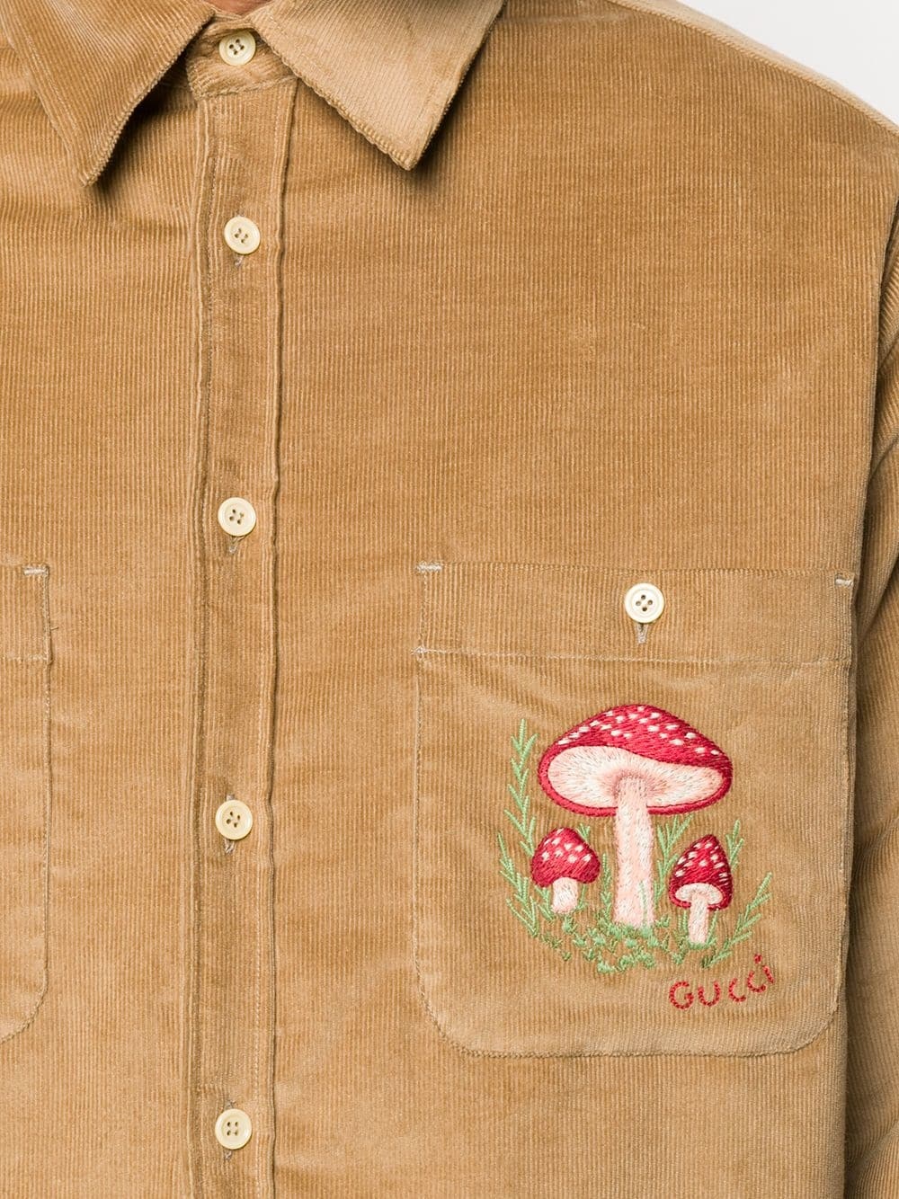 embroidered mushroom corduroy jacket - 5