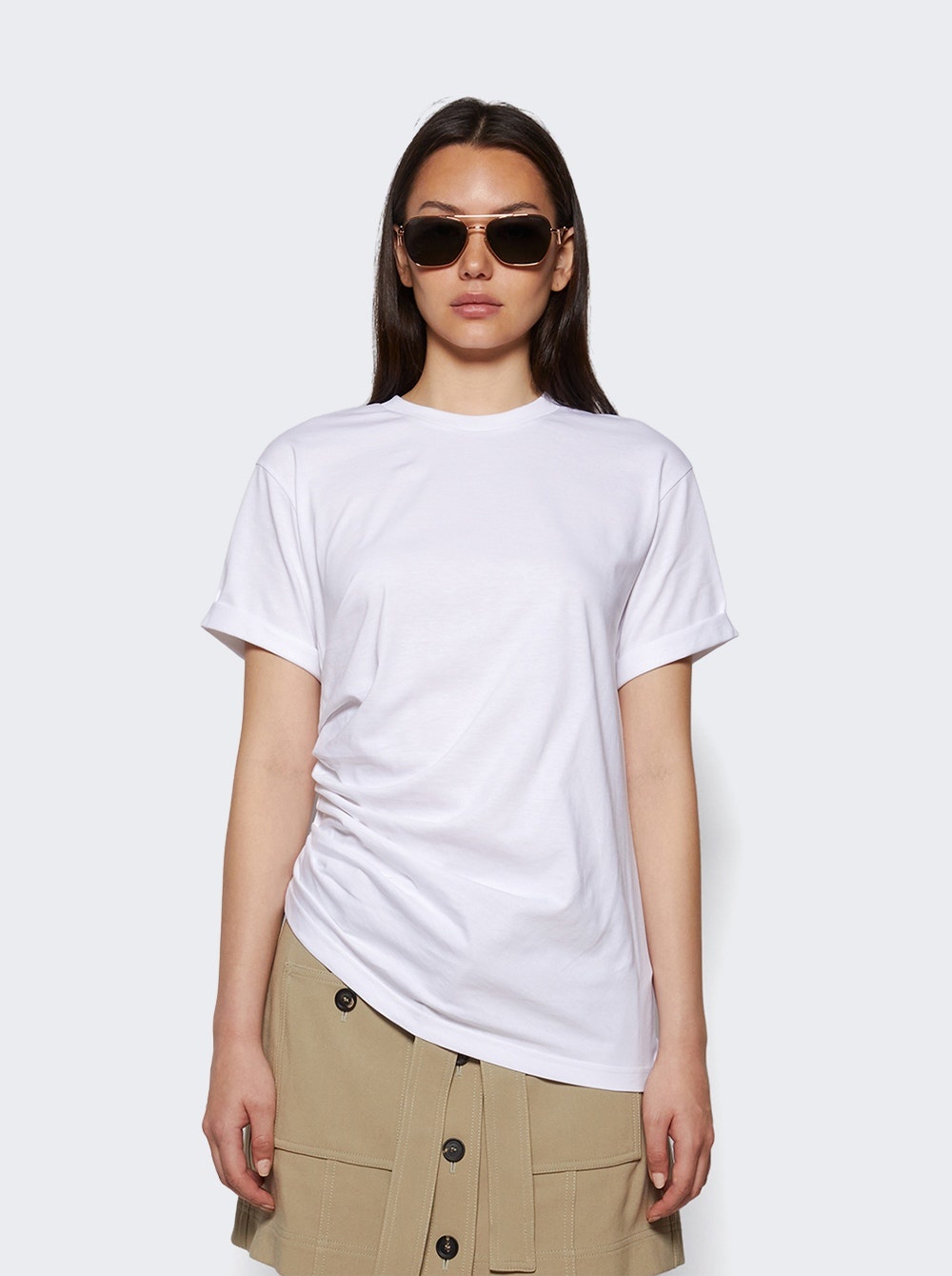 Gathered Detail T-shirt White - 2