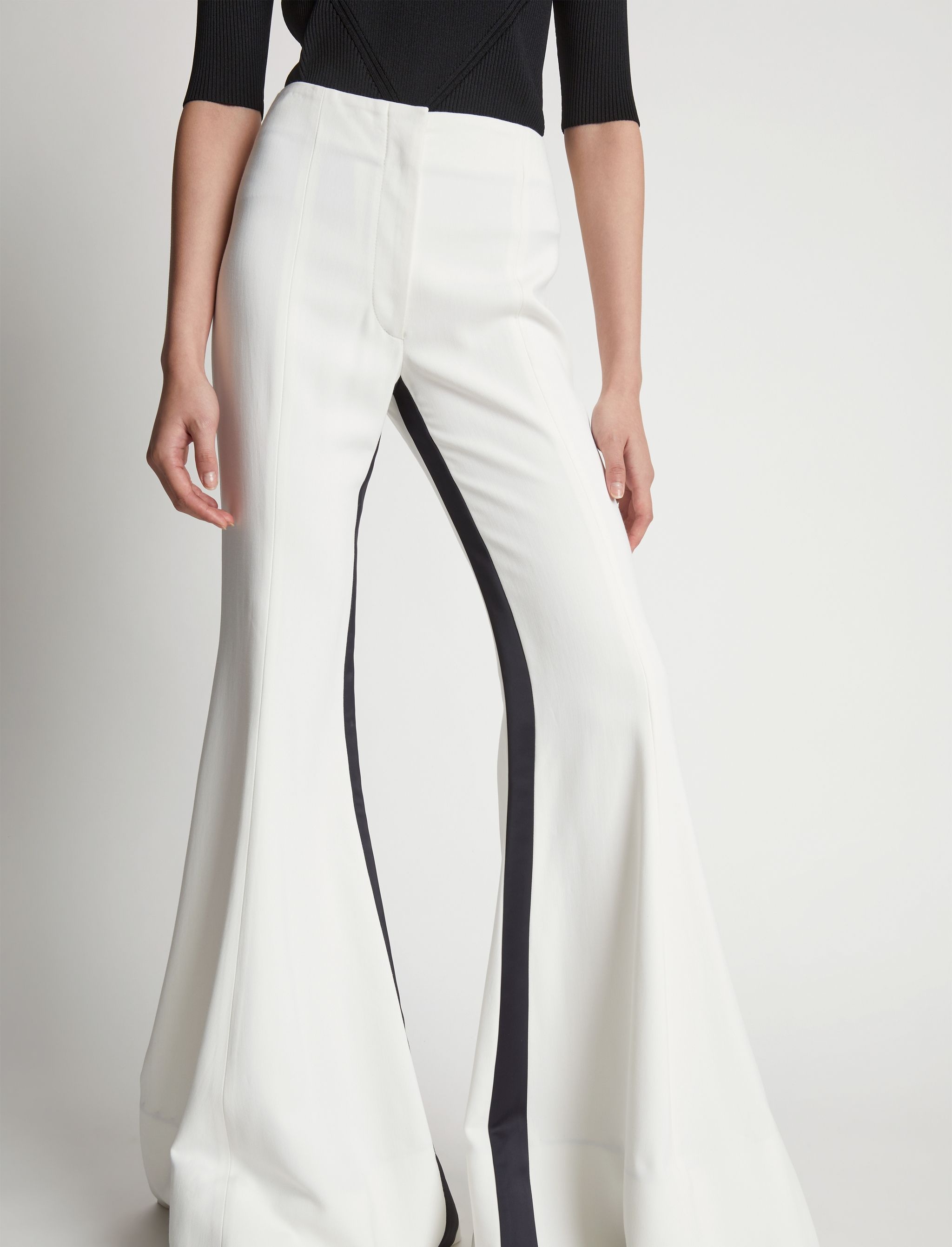 Viscose Suiting Tuxedo Wide Leg Pants - 5