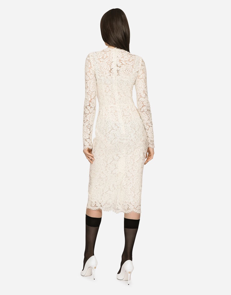 Long-sleeved branded stretch lace dress - 3