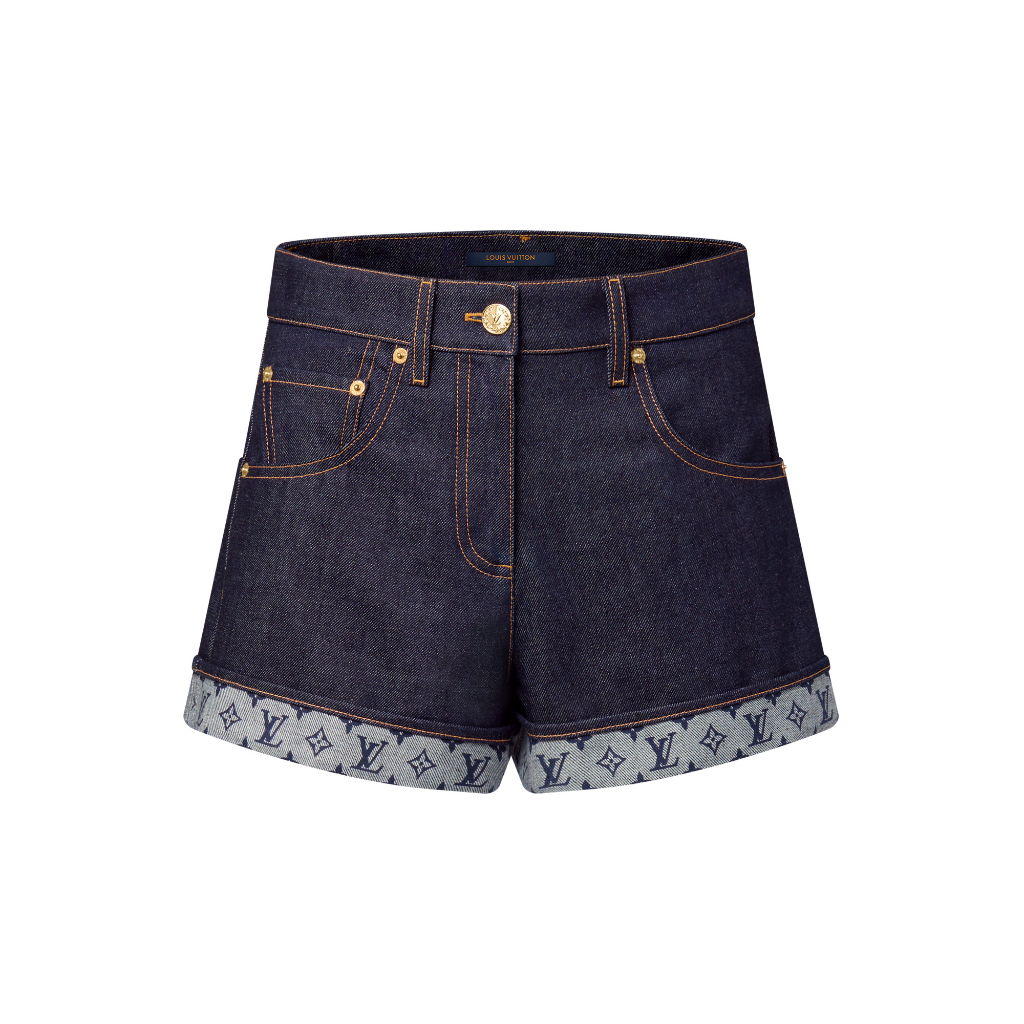 Cuffed Hem Denim Mini Shorts - 1