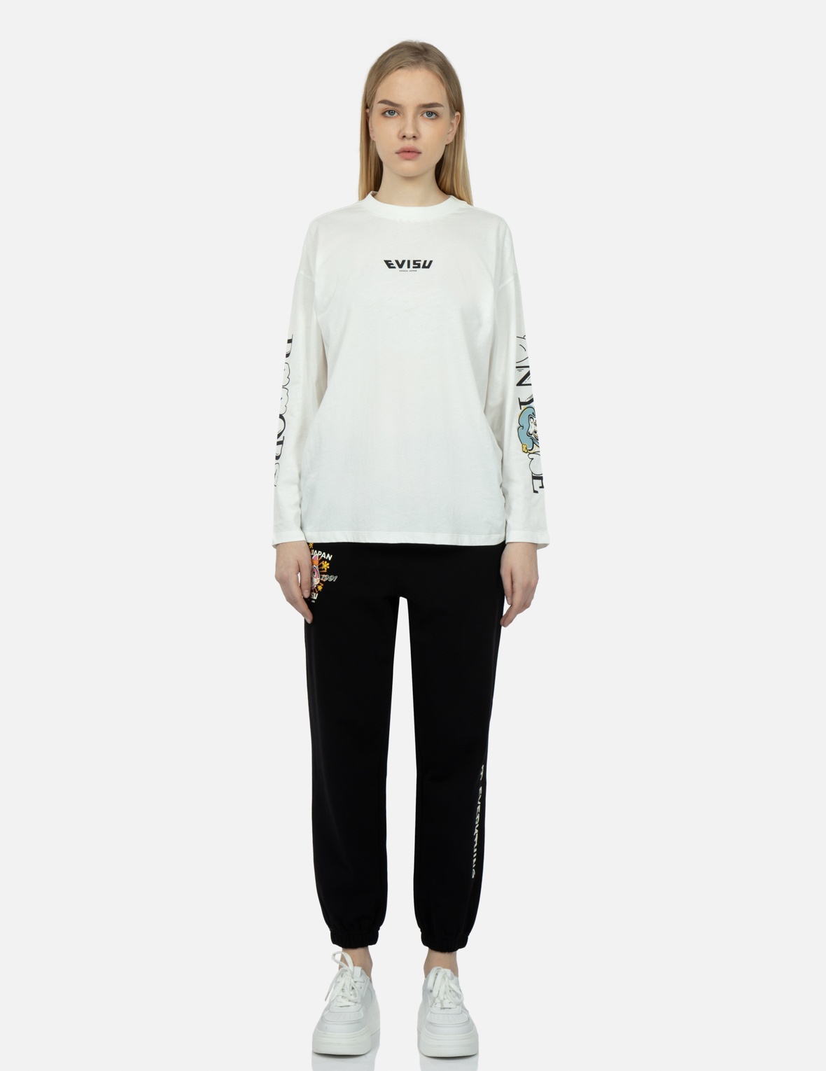 GRAFFITI DARUMA SLOGAN PRINT LONG-SLEEVE T-SHIRT - 6