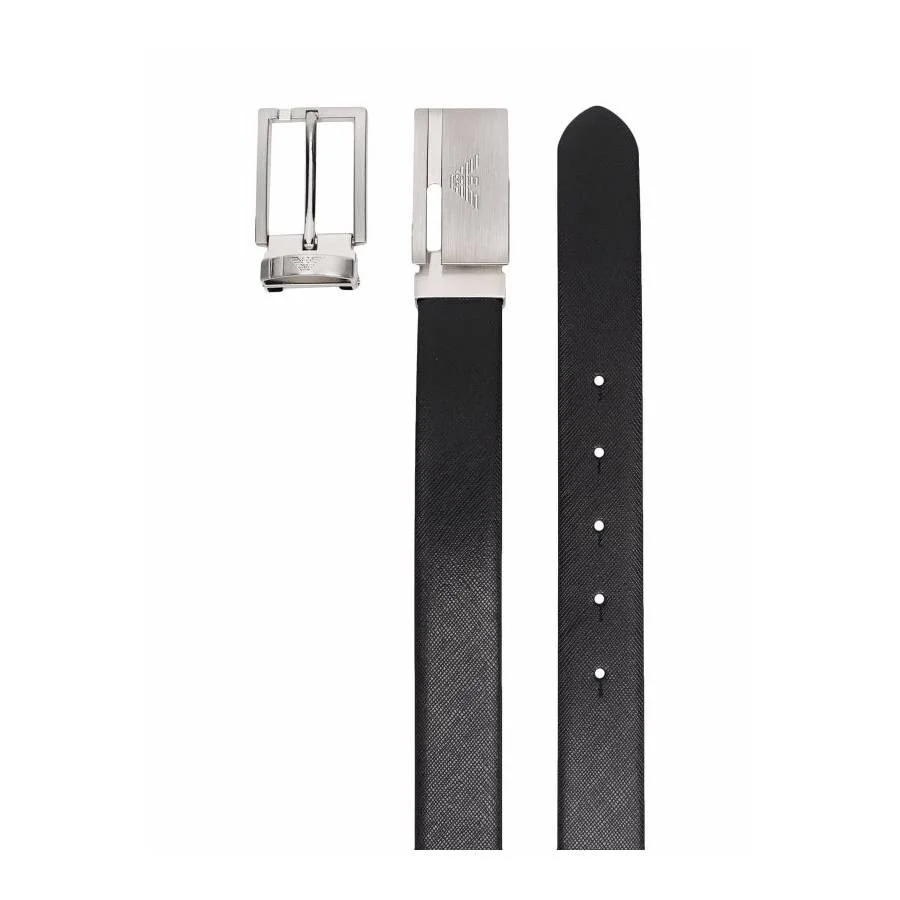 Emporio Armani Men's Saffiano Leather Belt And Interchangeable Buckle - 1
