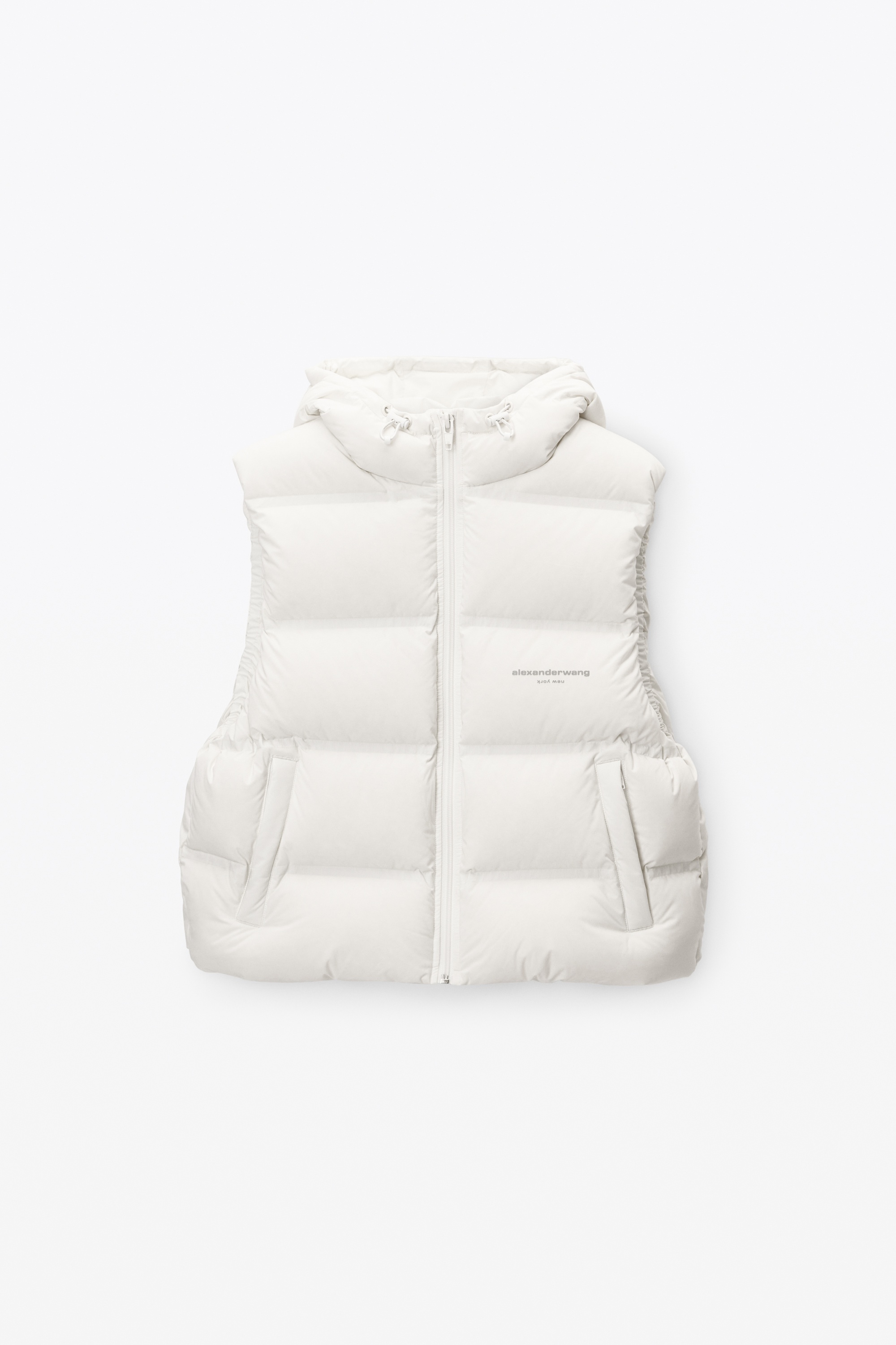 cropped channel vest in feather & down - 1