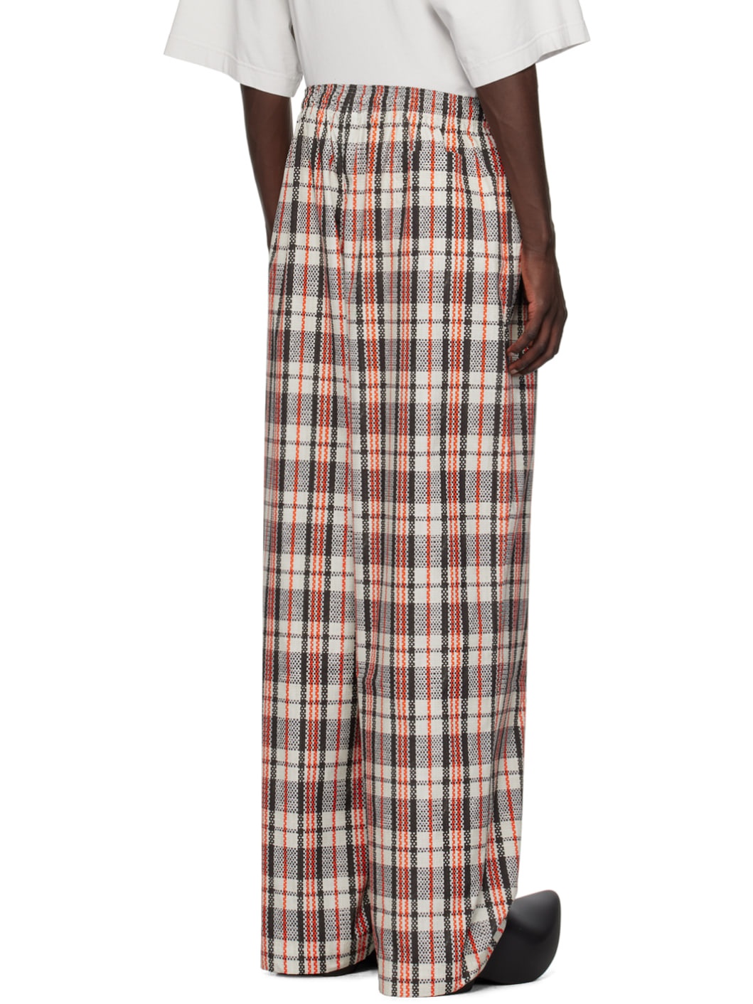 Gray & Orange Check Sweatpants - 3