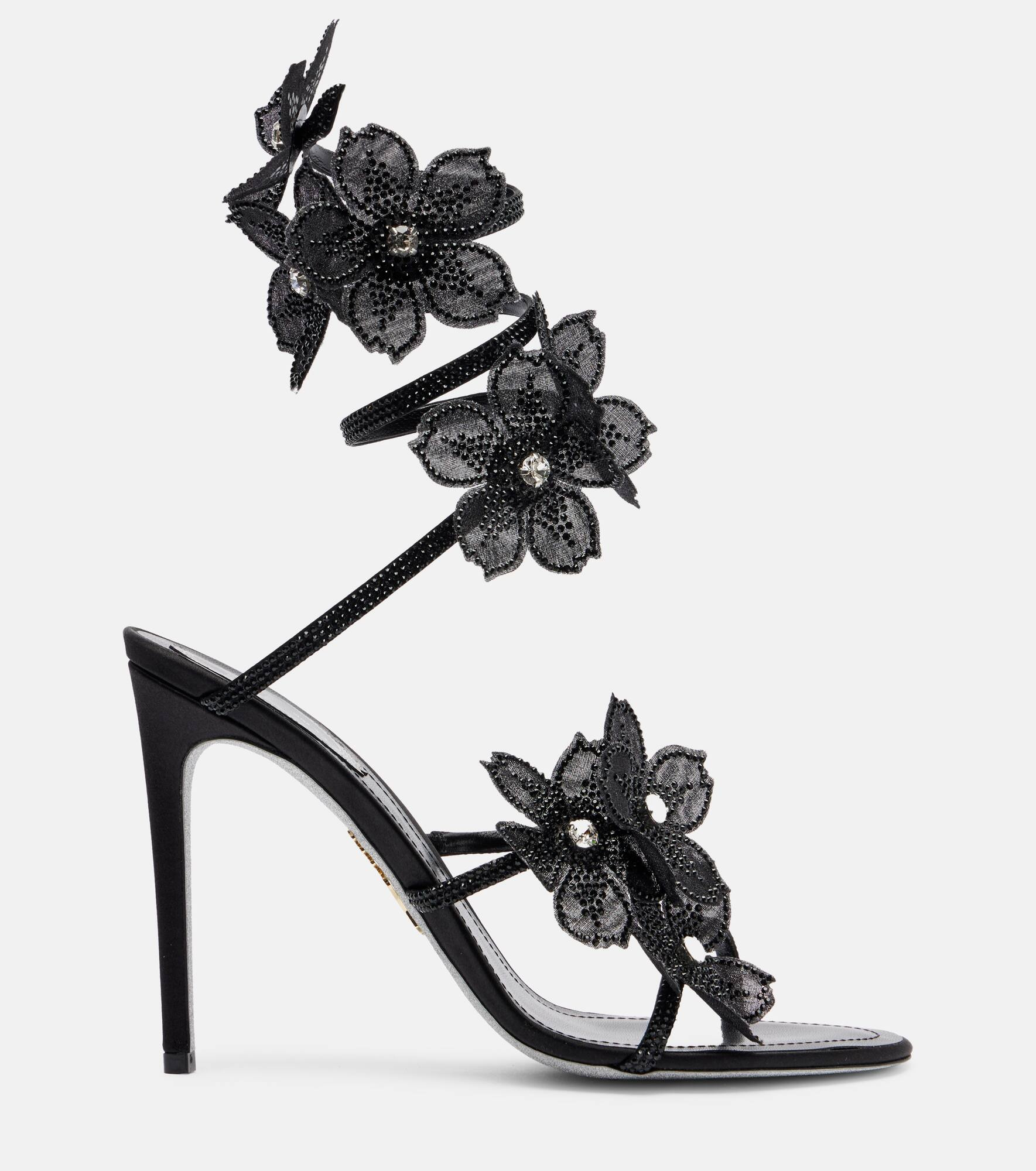 Floriane floral-appliqué satin sandals - 4