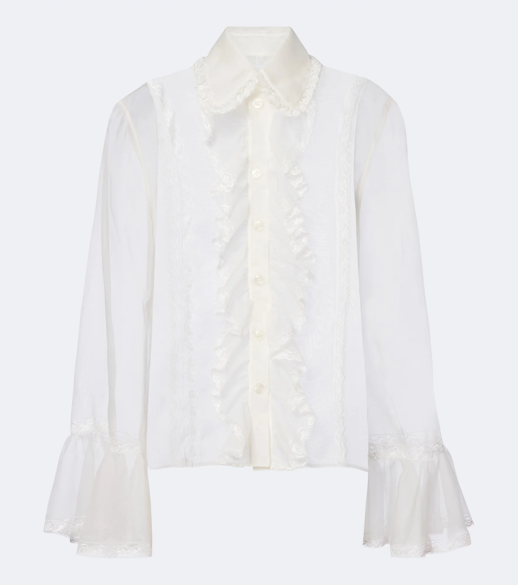 Lace-trimmed silk-blend chiffon blouse - 1