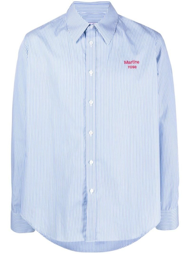 logo striped button-down shirt - 1