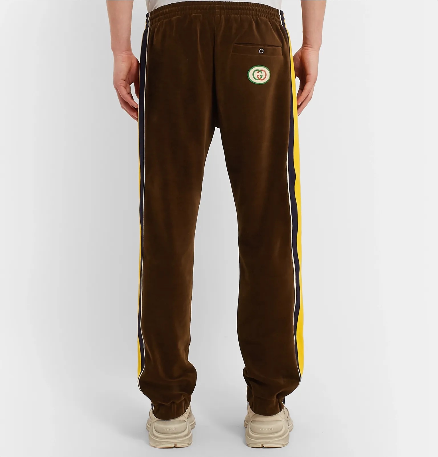 Tapered Webbing-Trimmed Velvet Track Pants - 5