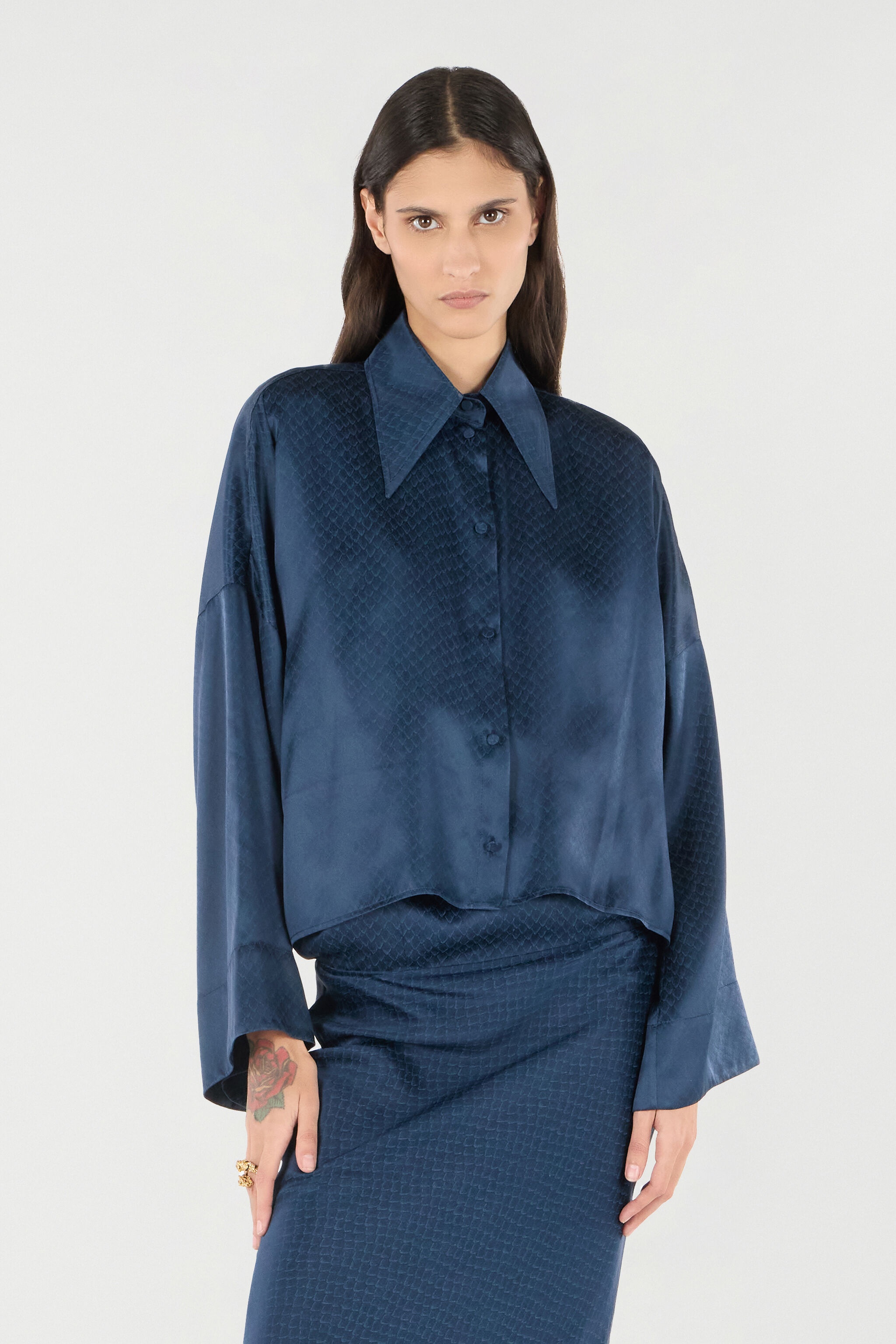 Silk Shirt With Snake-Effect Pattern - 3