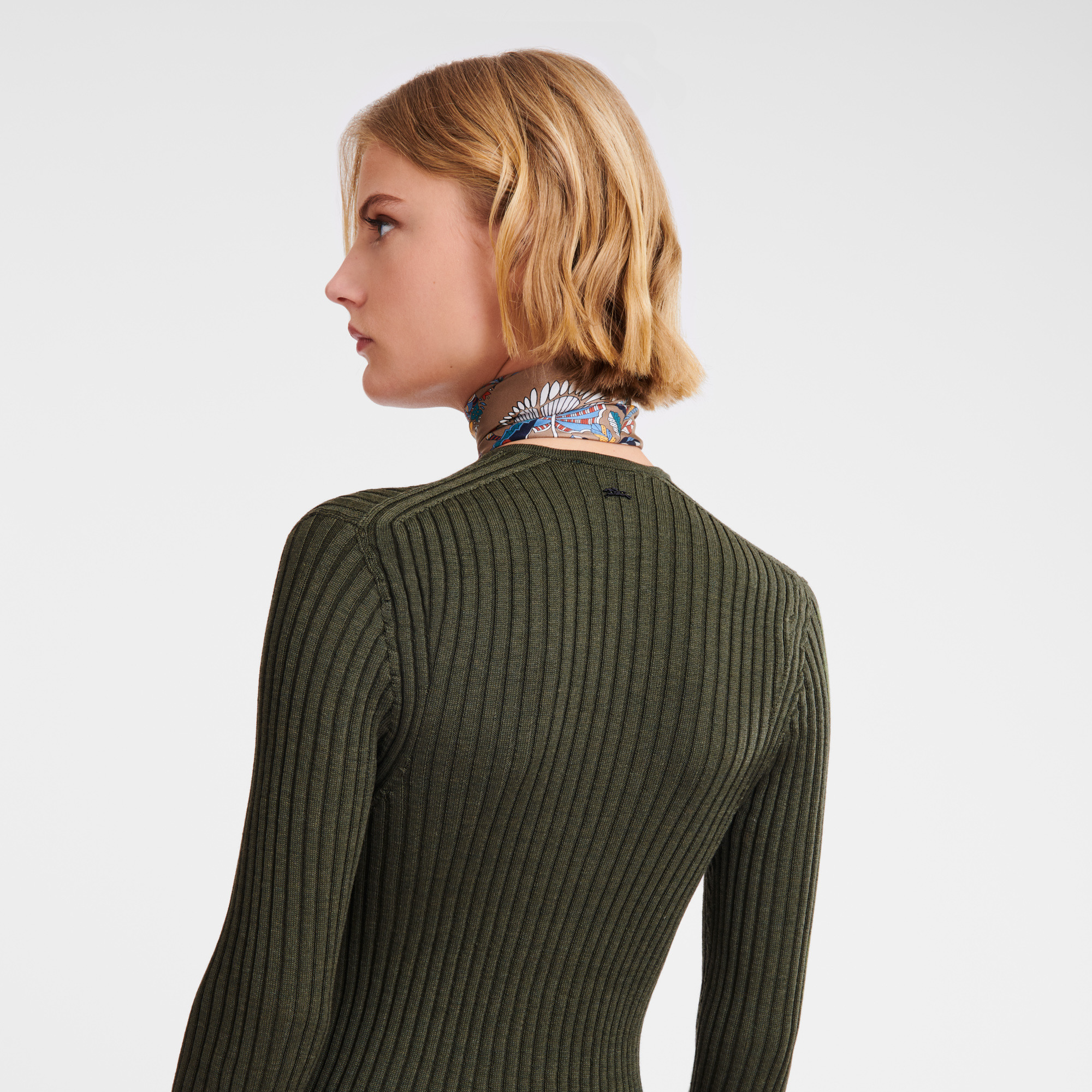 Fitted long dress Khaki - Knit - 3