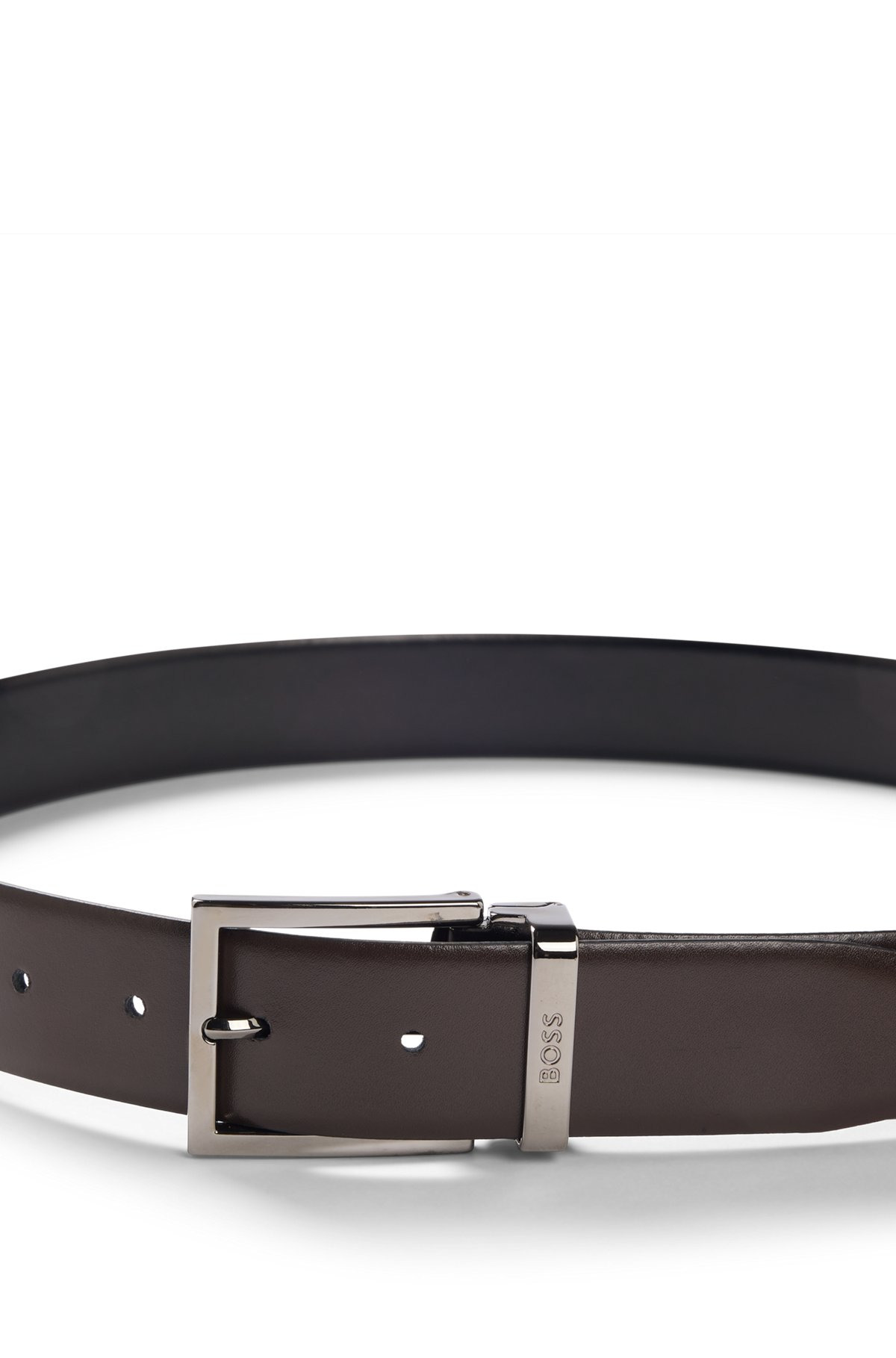 REVERSIBLE ITALIAN-LEATHER BELT WITH GUNMETAL HARDWARE - 4