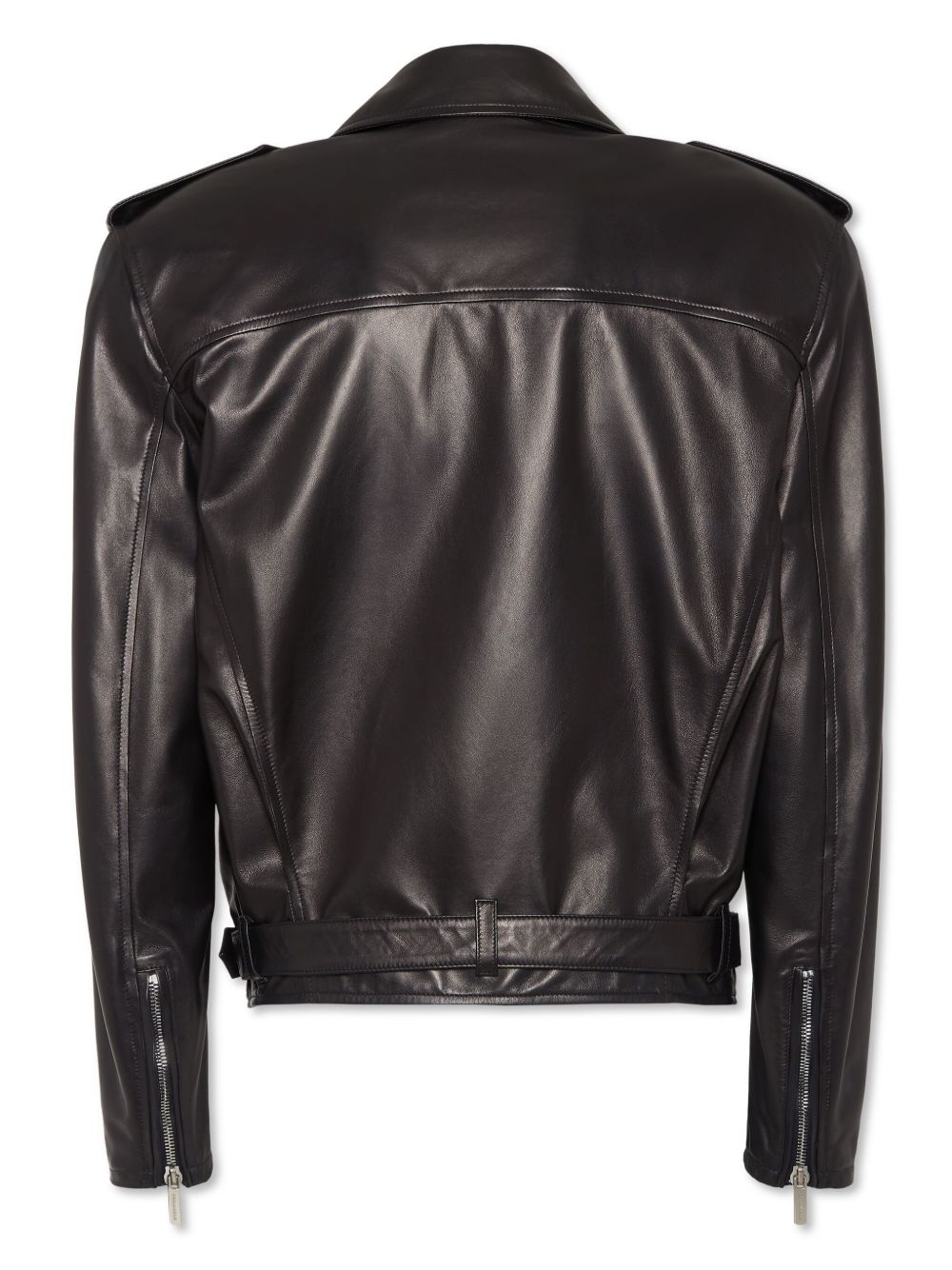 zippered leather jacket - 2