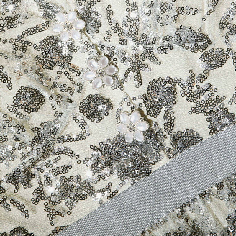 Champagne Sequinned Tiered 미니 드레스 5