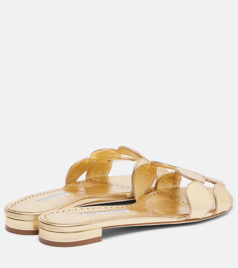 Manolo Blahnik Haribalmuflat metallic leather slides outlook