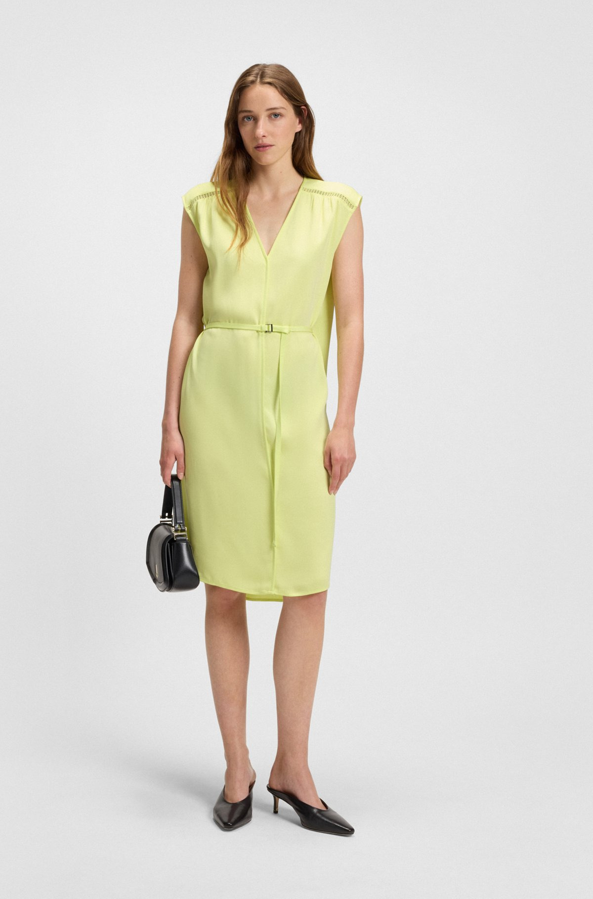 V-NECK DRESS WITH INTEGRATED BELT - 2