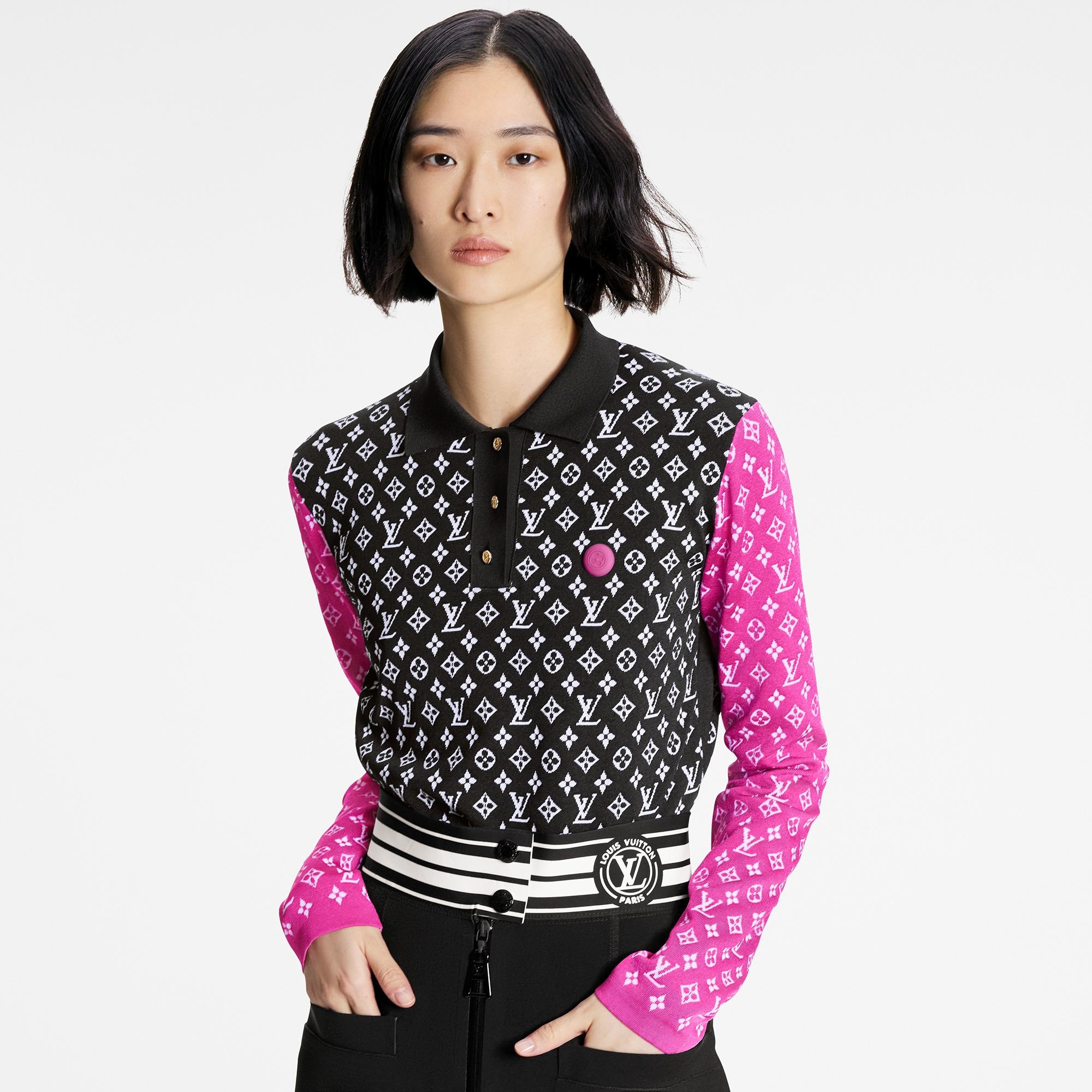 Fuchsia Accent Polo Knit Top - 3