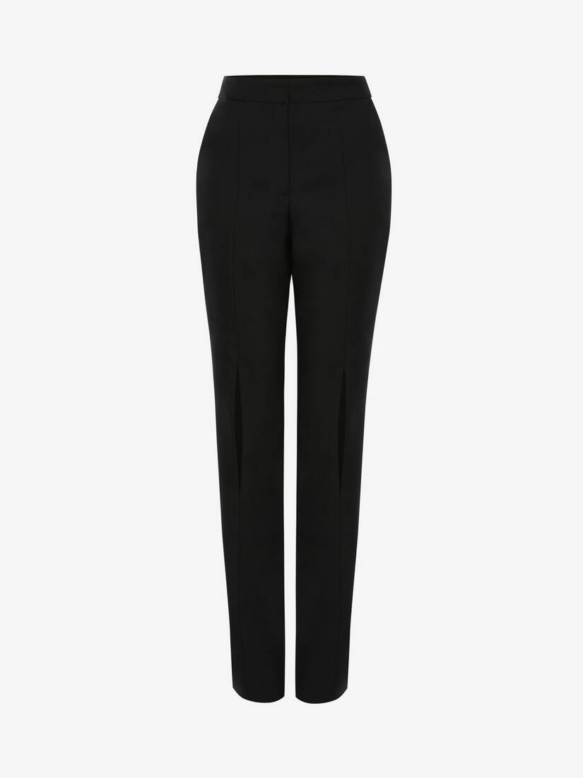 Women's Slashed Cigarette Trousers in Black - 1