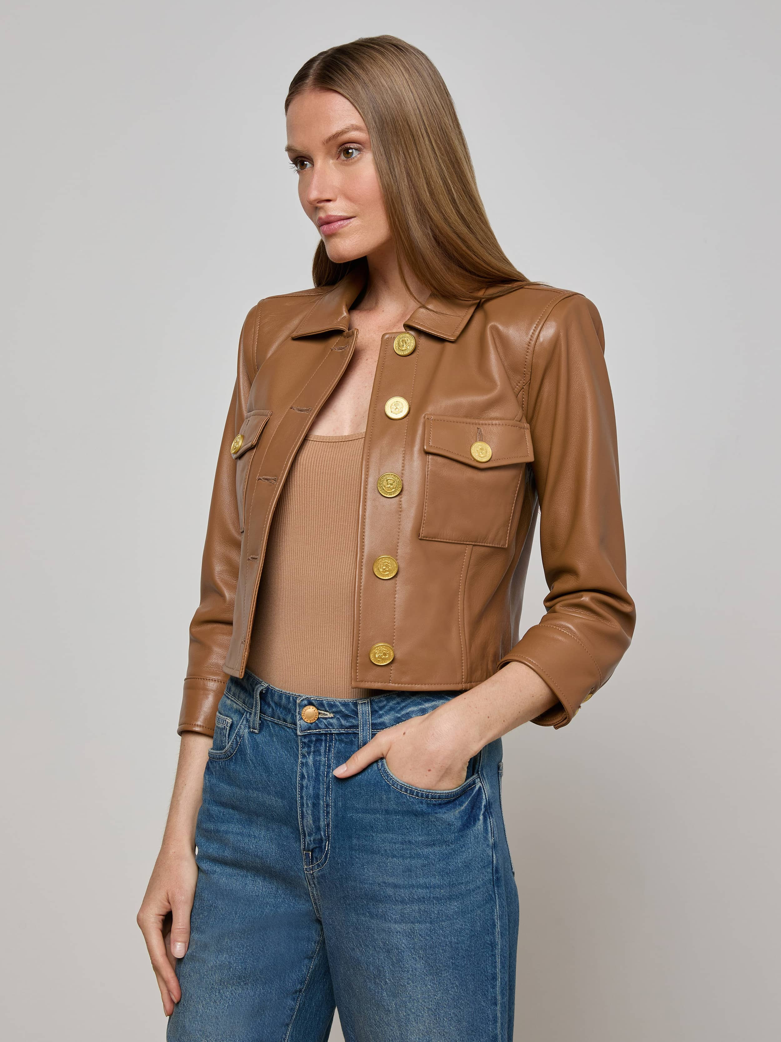 Kumi Cropped Leather Jacket - 4