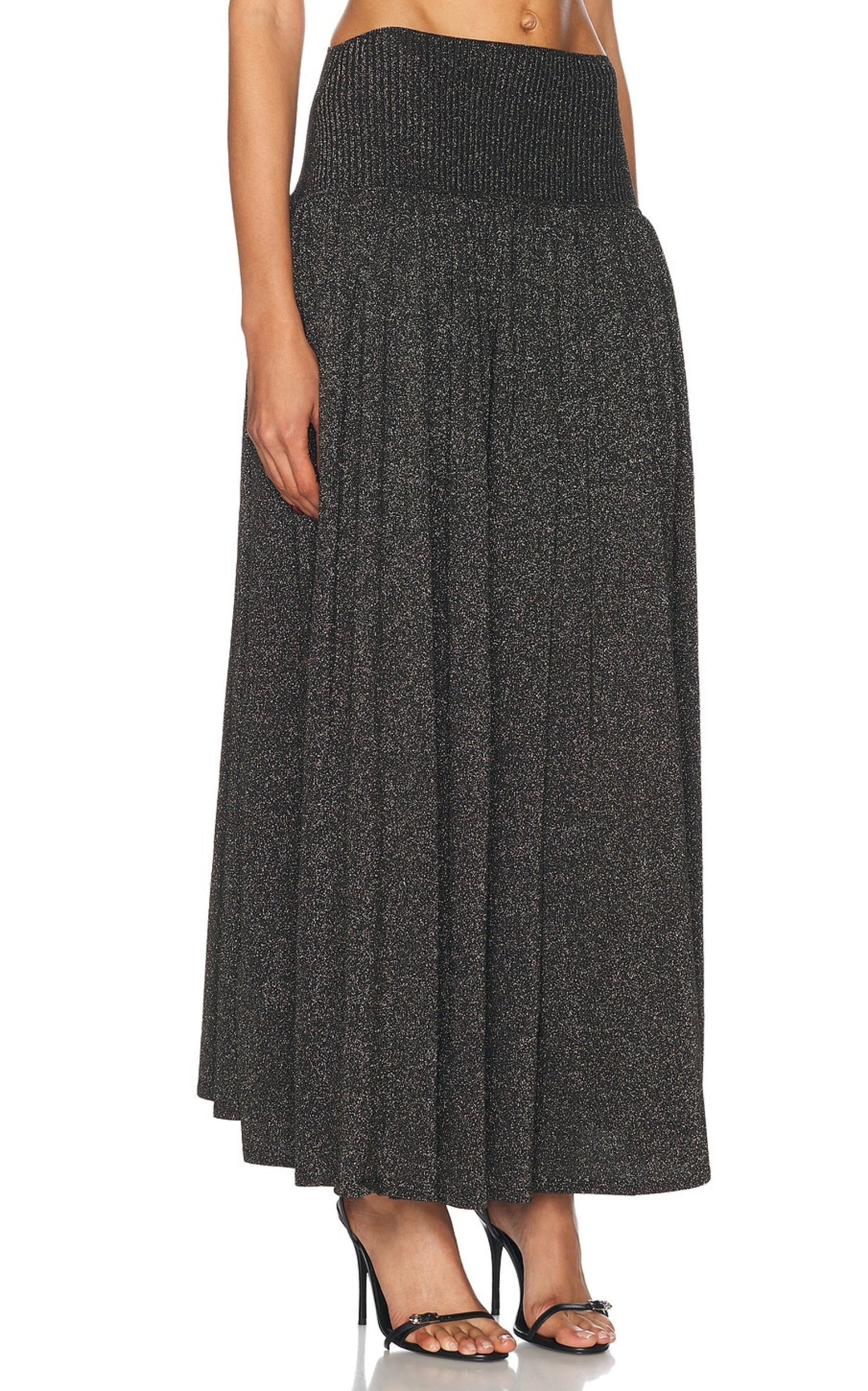 Crush Metallic Flare Skirt - 4