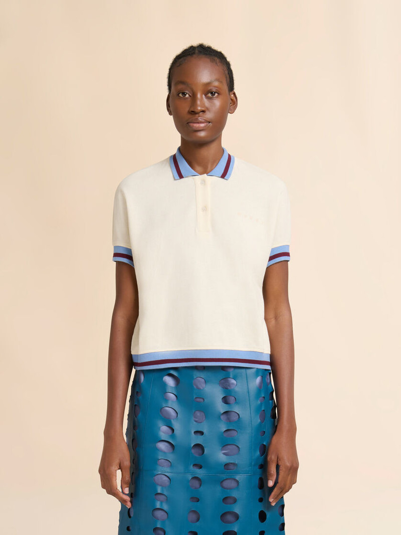 Marni CREAM PIQUÉ SHORT-SLEEVED POLO SHIRT outlook