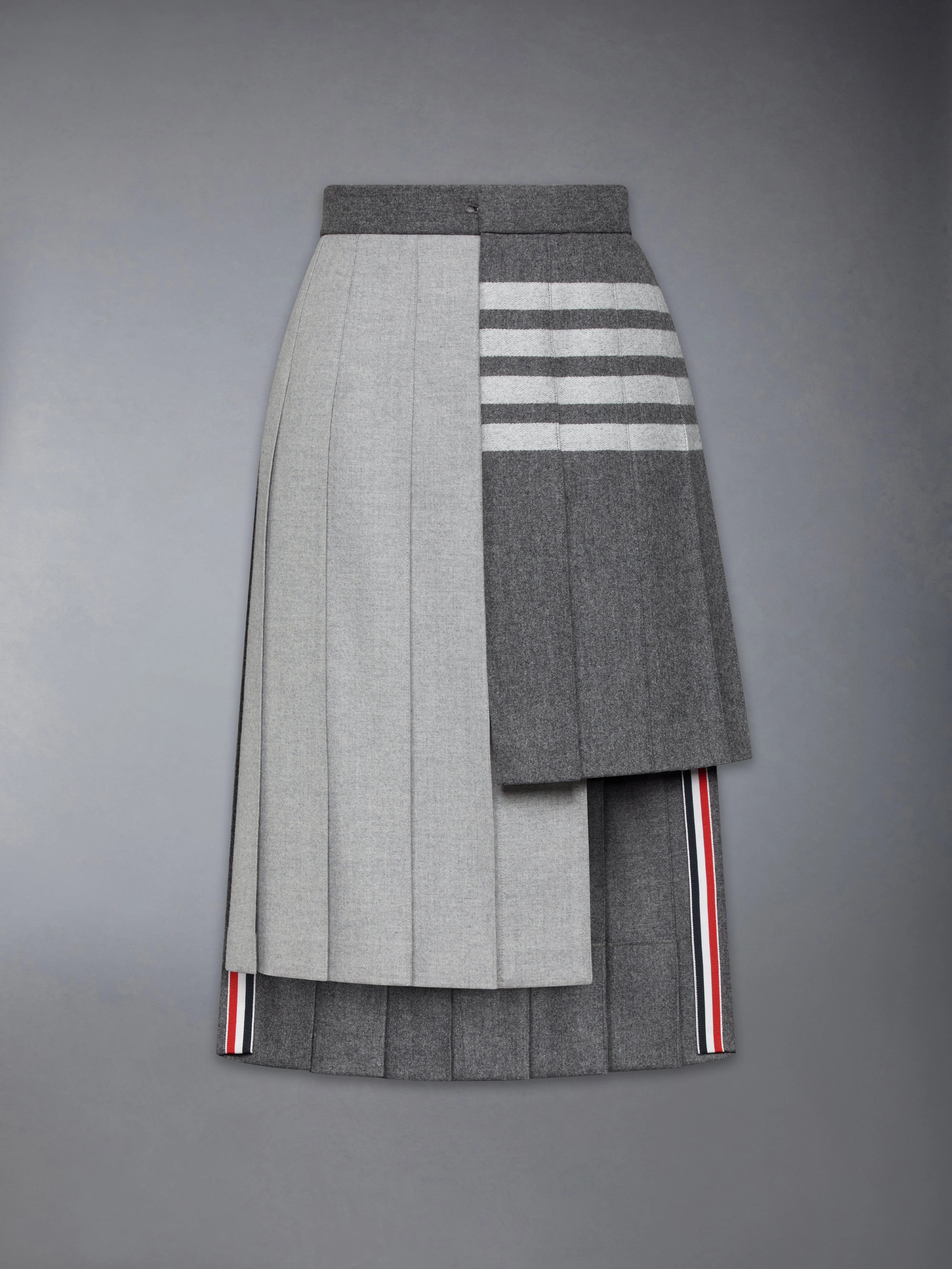 WOOL FLANNEL 4-BAR PLEATED SKIRT - 1