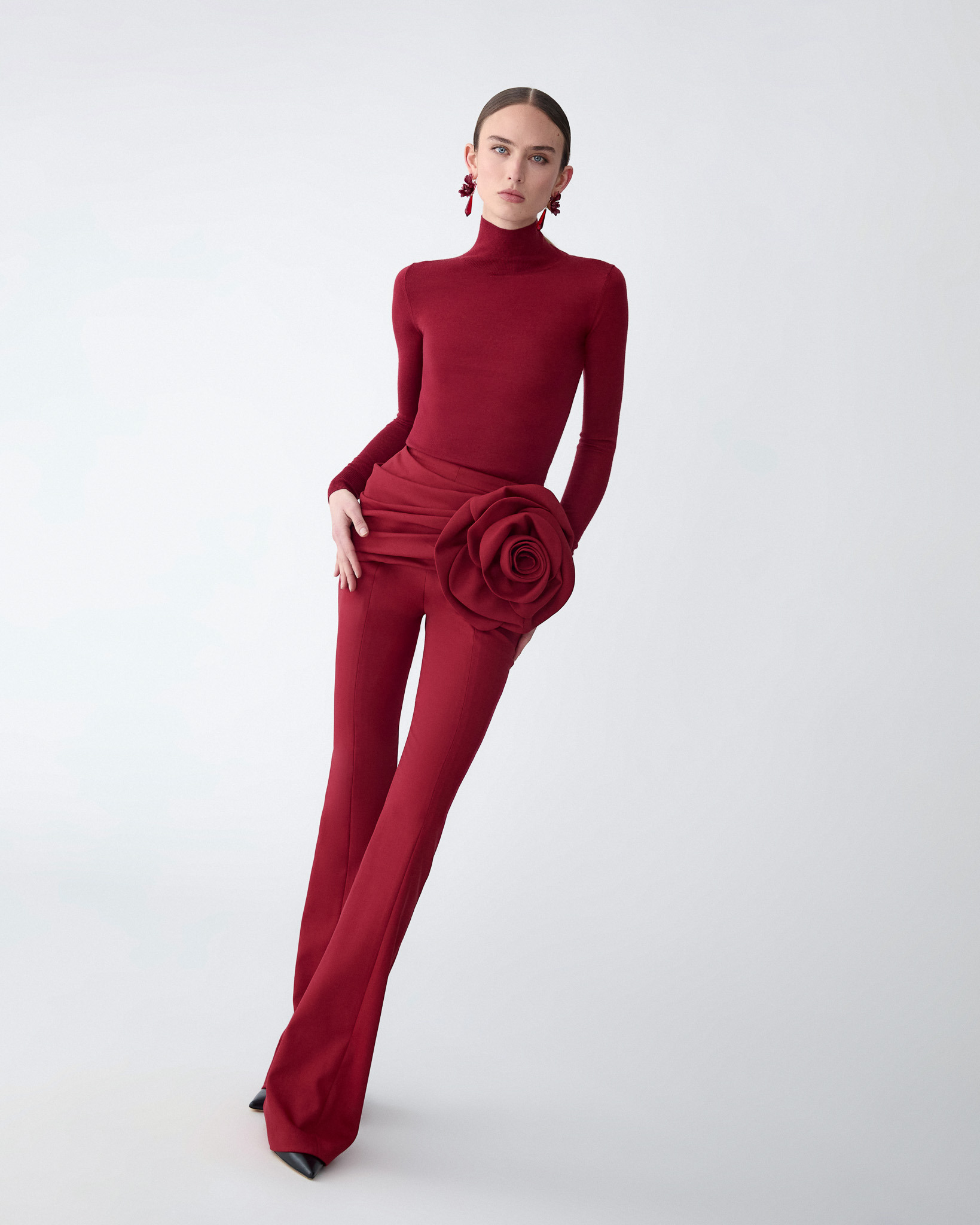 Rosette-Sash Bootcut Pant - 4
