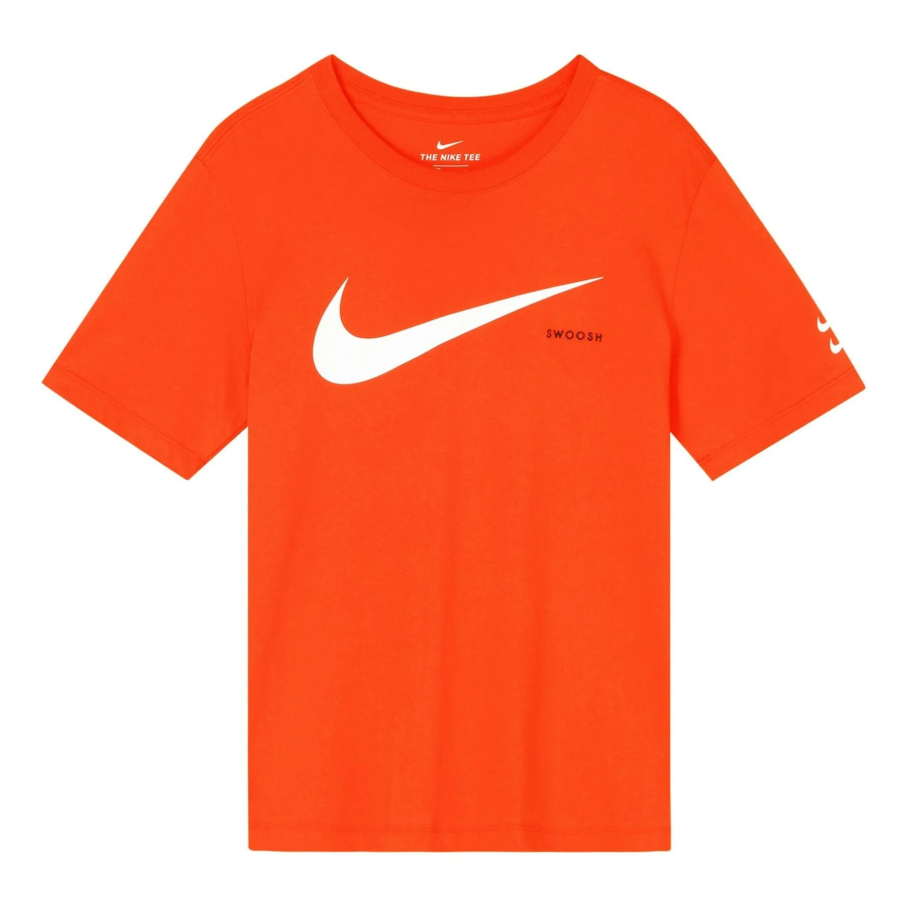 Men's Nike Swoosh Large Logo Printing Knit Round Neck Short Sleeve Orange Red T-Shirt DB5858-891 - 1