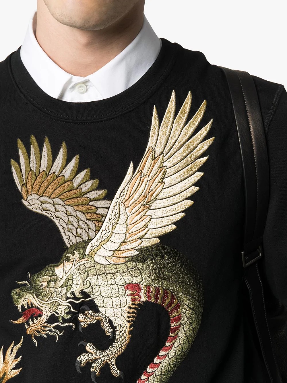 dragon-embroidered cotton jumper - 5