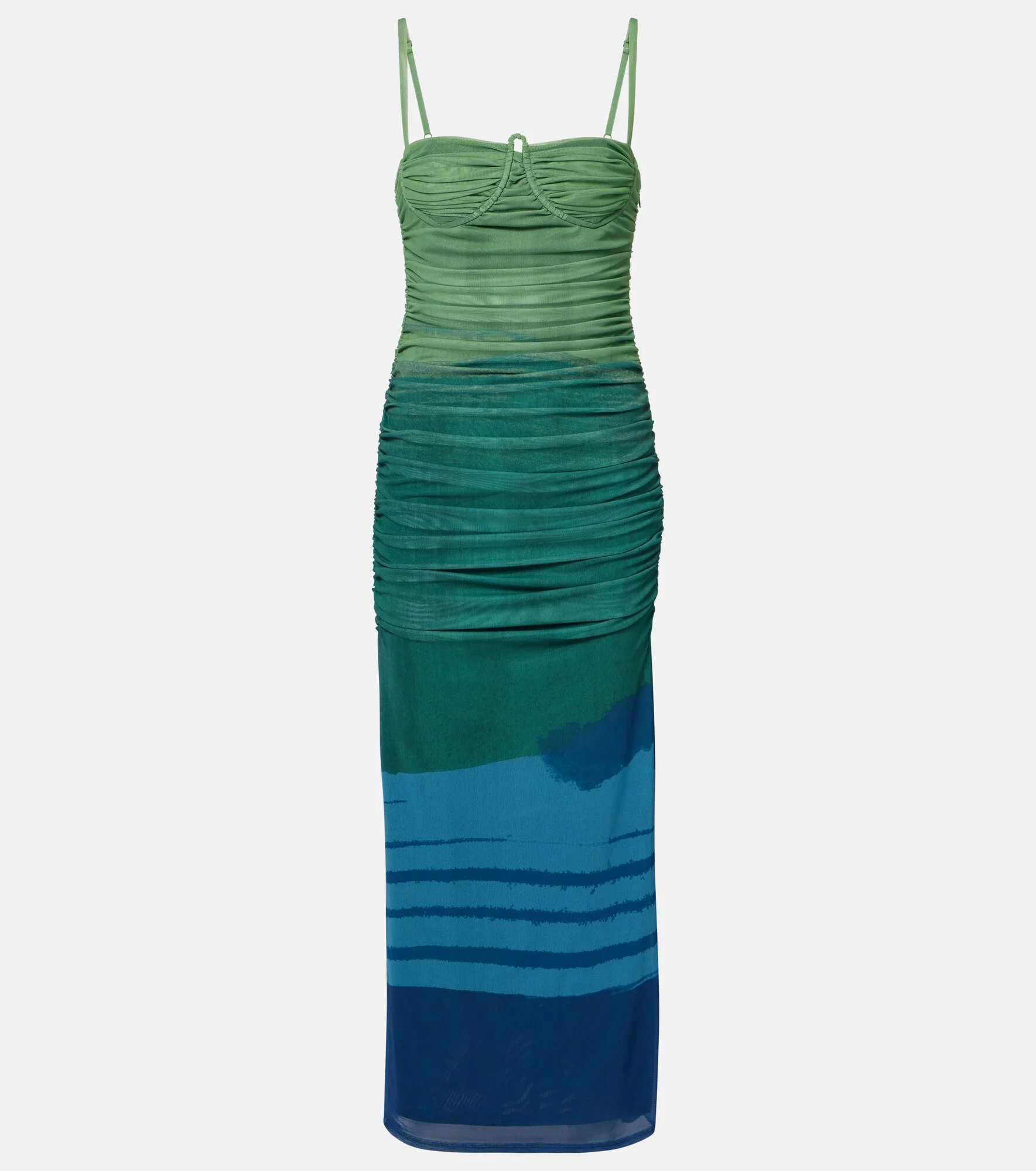 Draped printed mesh maxi dress - 1