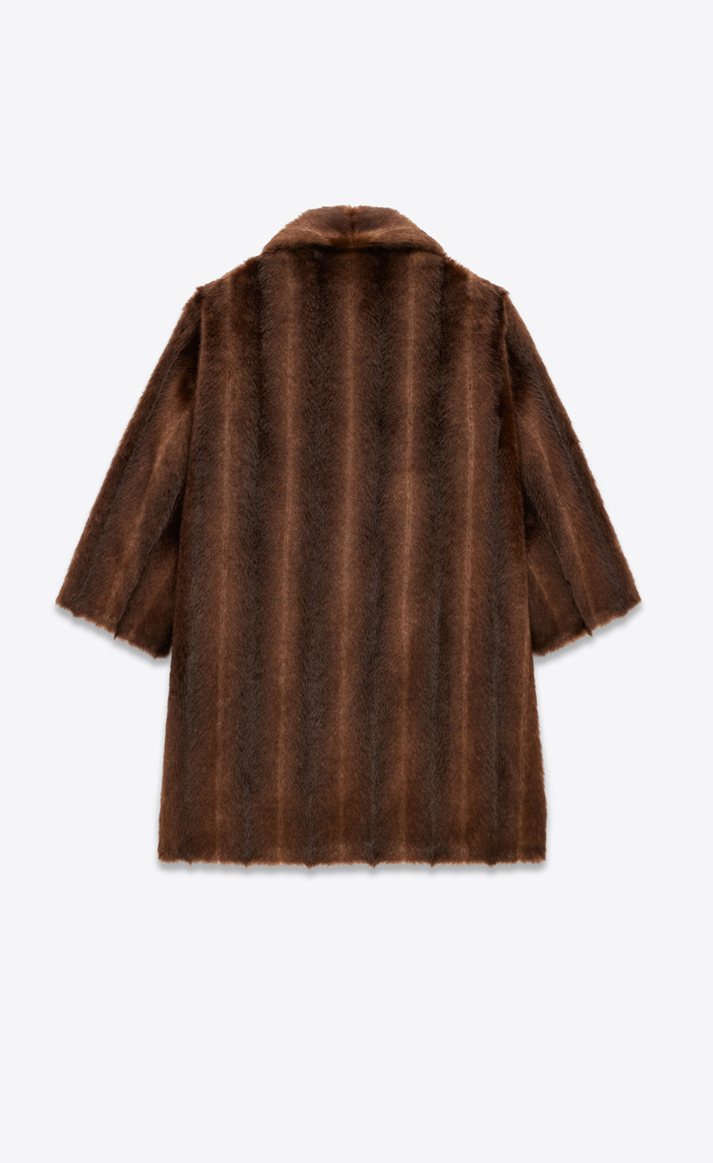 SAINT LAURENT swing coat in animal-free fur outlook