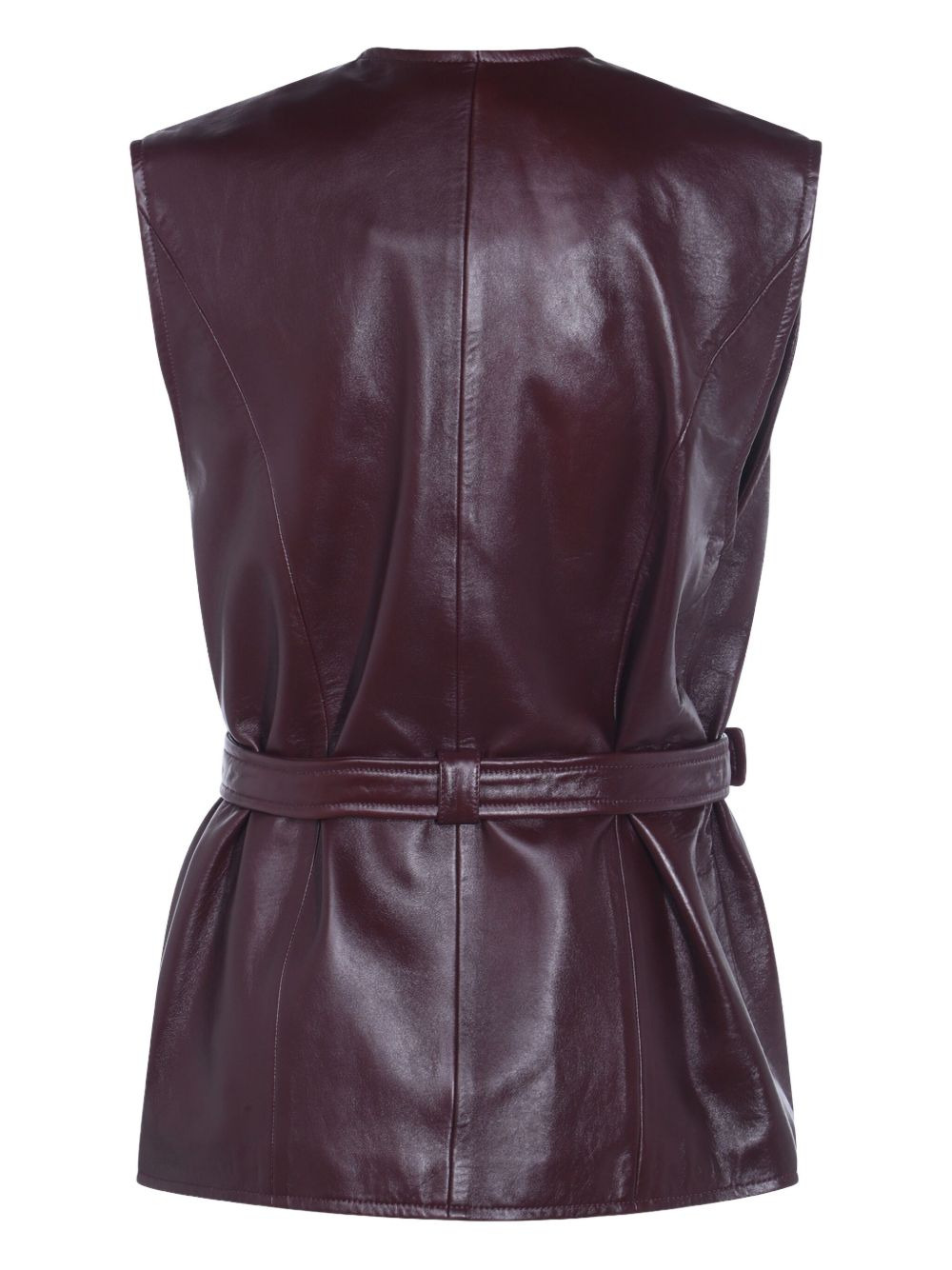 belted leather pocket vest - 3
