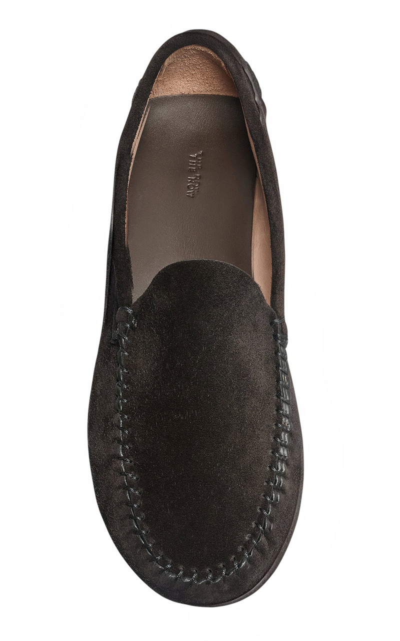 The Row Lucca Suede Loafers black outlook