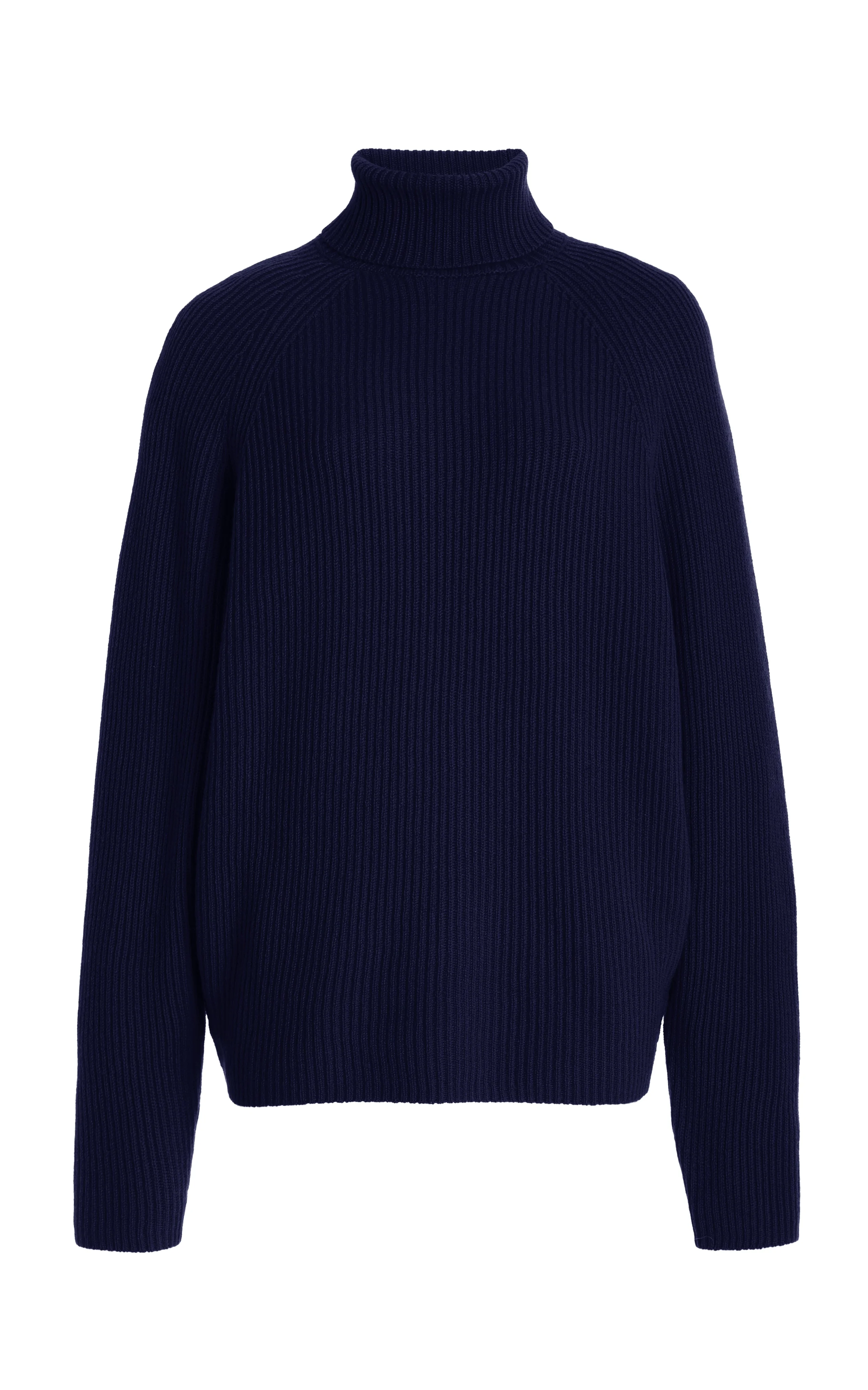 Wigman Knit Turtleneck Sweater in Navy Cashmere - 1