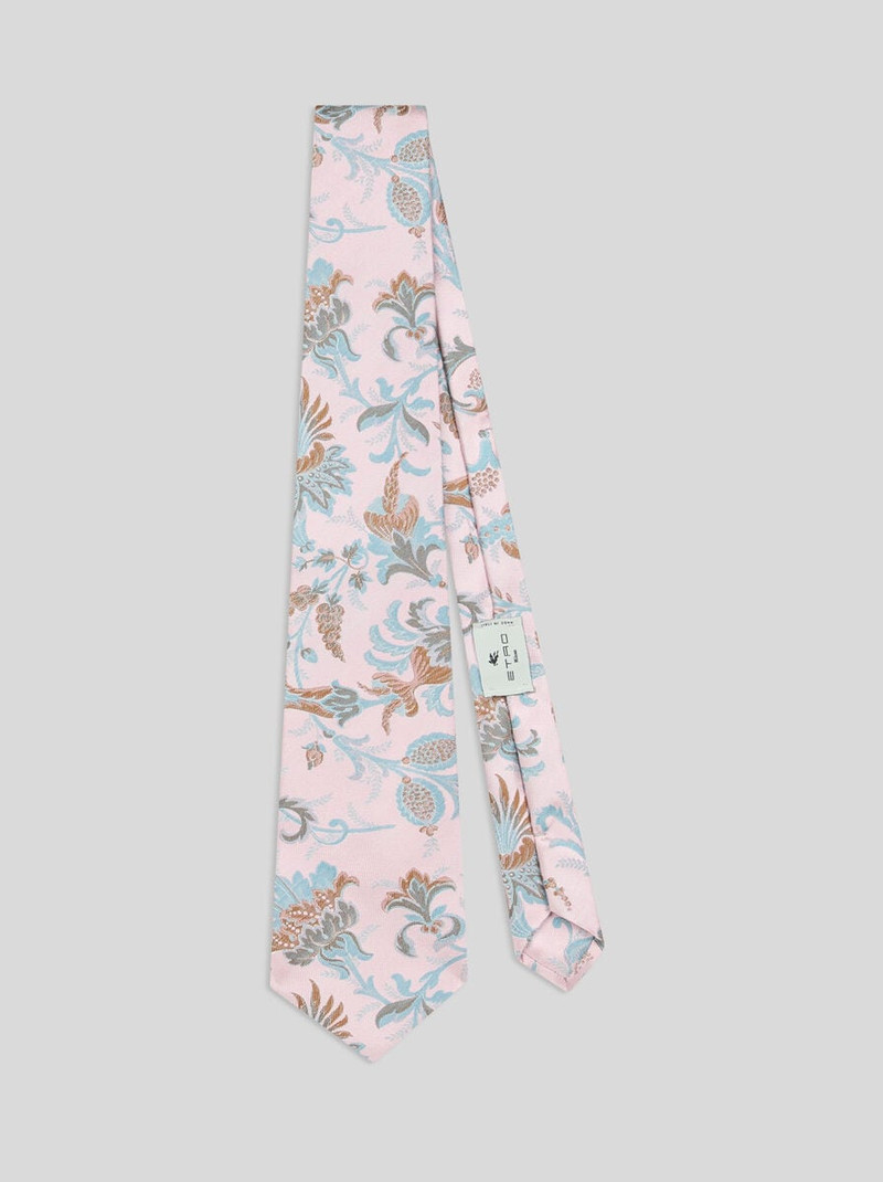 SILK JACQUARD TIE WITH FLORAL MOTIF 1