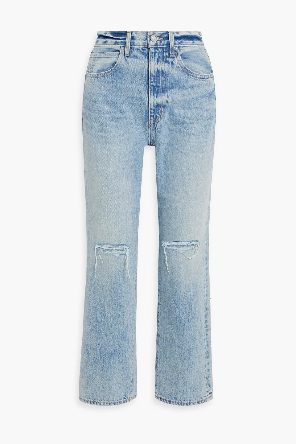 London distressed high-rise straight-leg jeans - 1