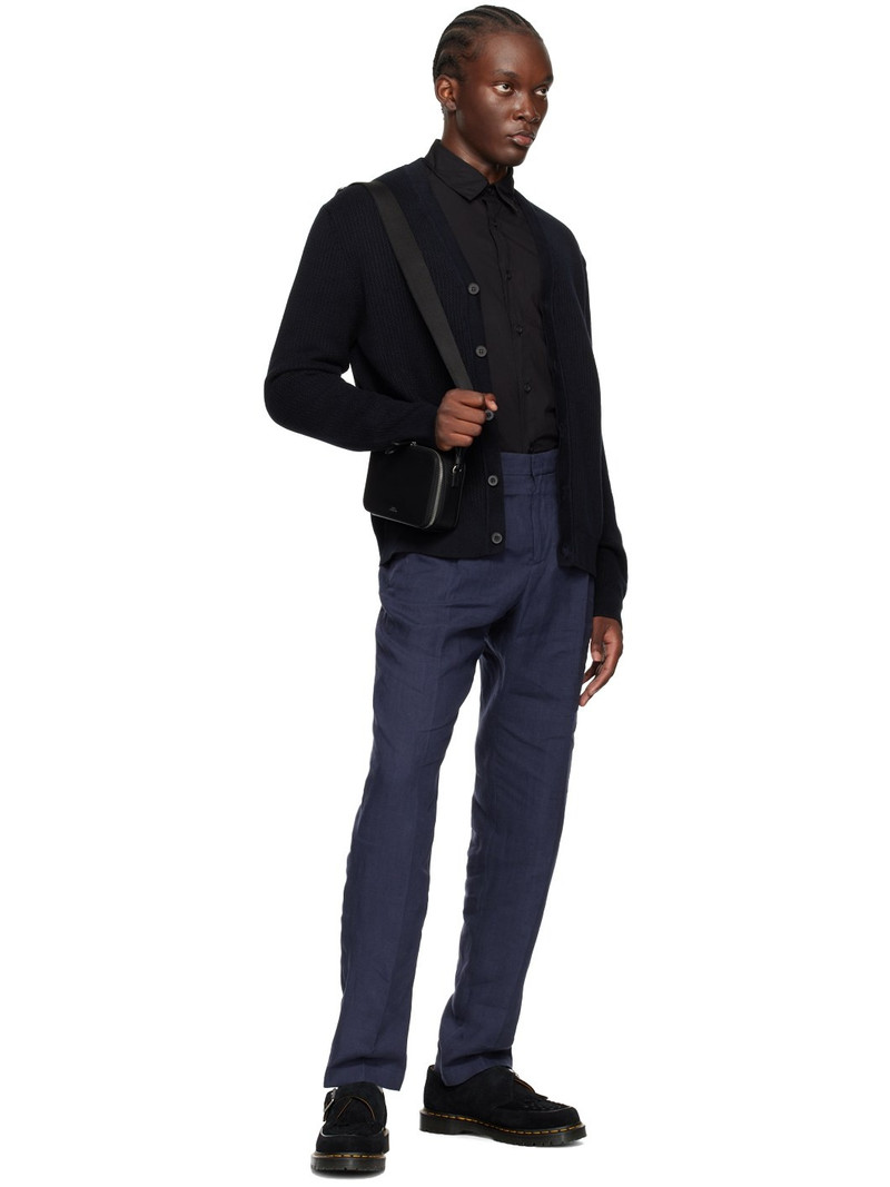 Sunspel Navy Textured Knit Cardigan outlook