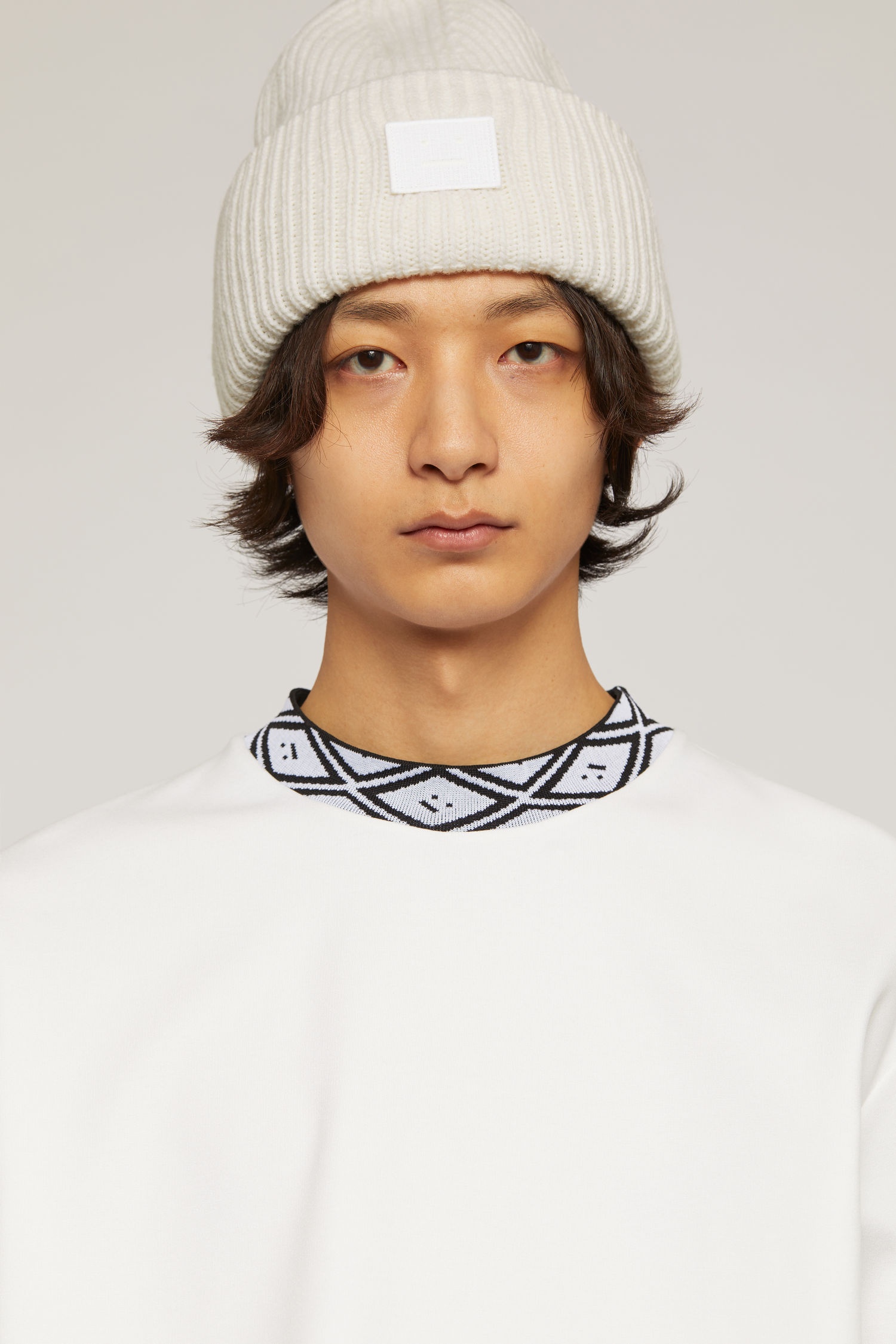 Rib knit beanie hat optic white - 5