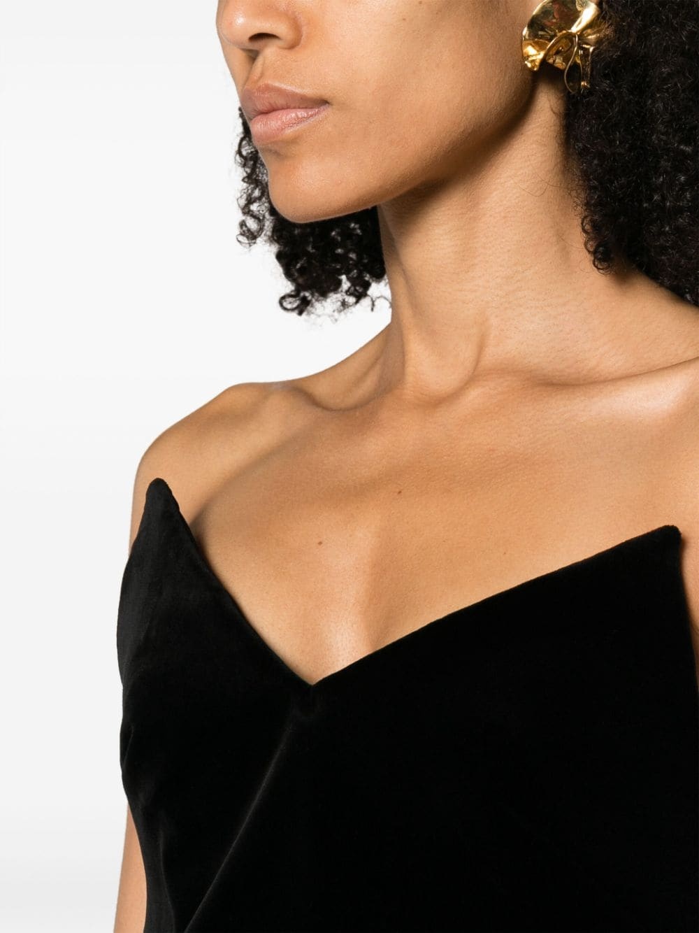 bustier velvet strapless dress - 5
