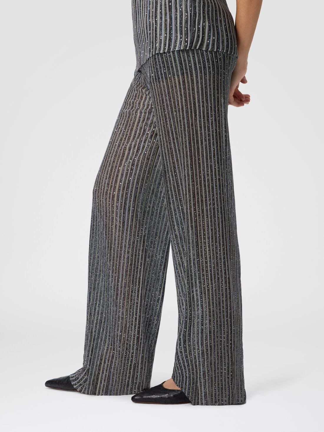 Long trousers with elastic waist and sequins - 4