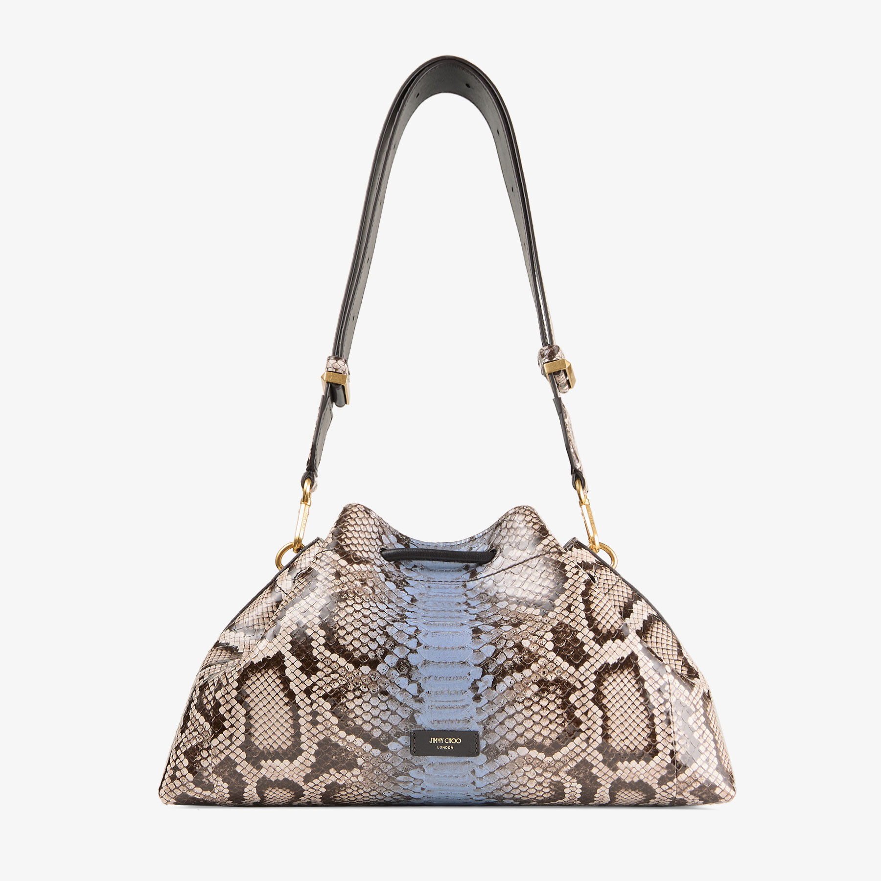 Cinch M
Blue Haze Striped Python Printed Leather Bucket Bag - 6