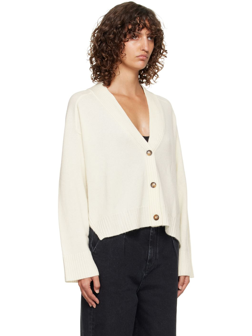 Off-White Kaia LDS Ribbed Neckline Cardigan - 2