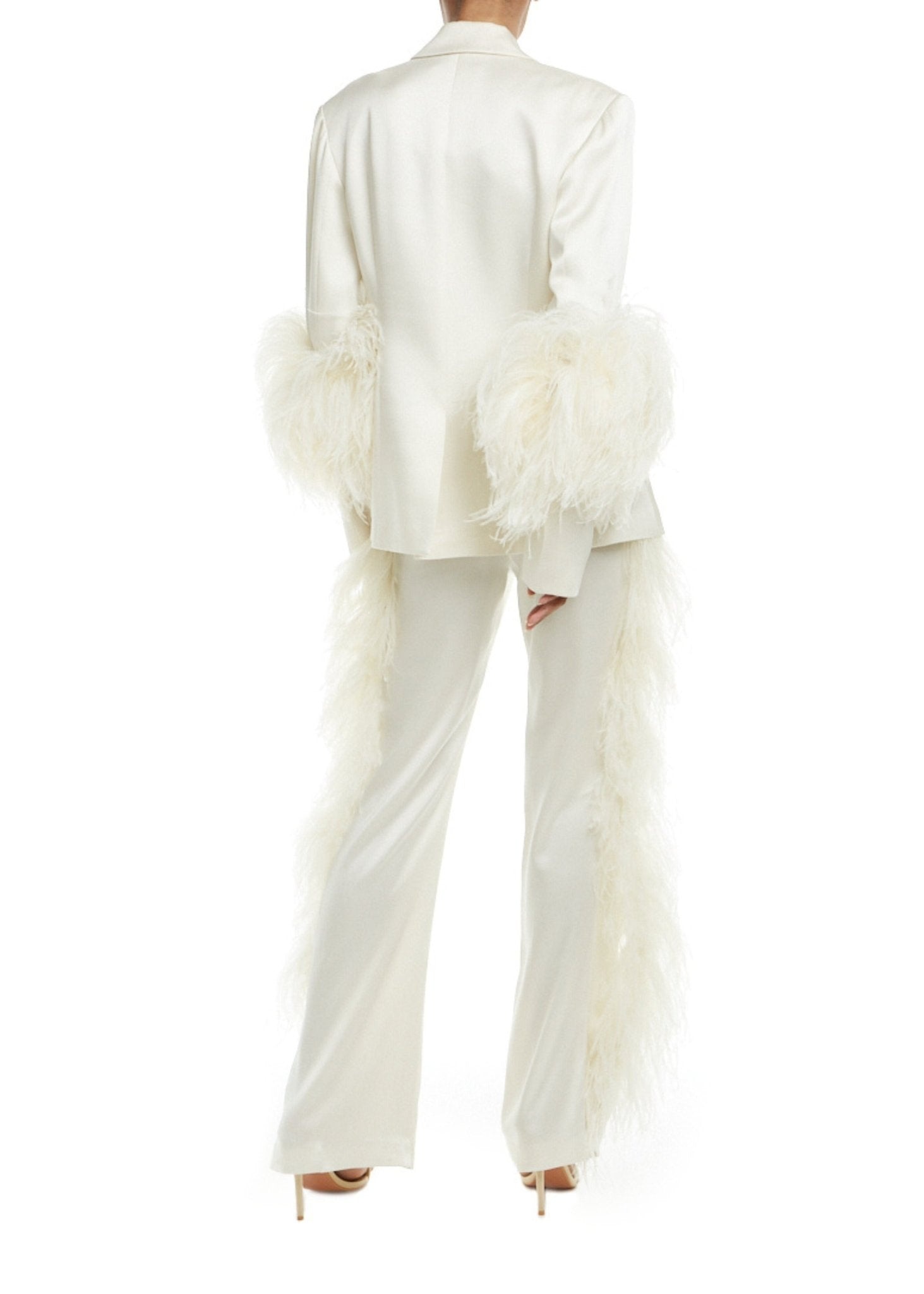 Satin Blazer With Feathers - 3