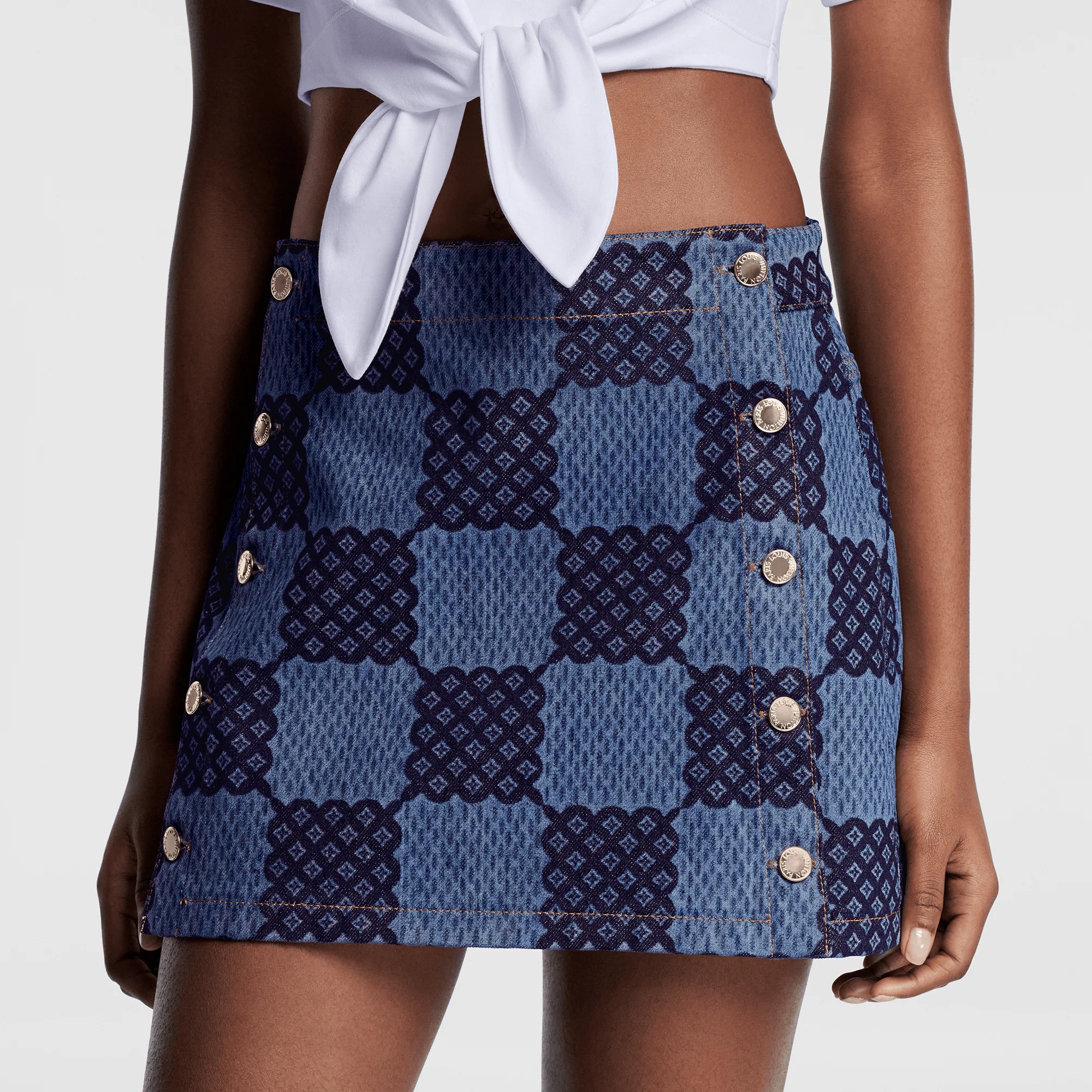 Damier Denim Mini Skirt - 2